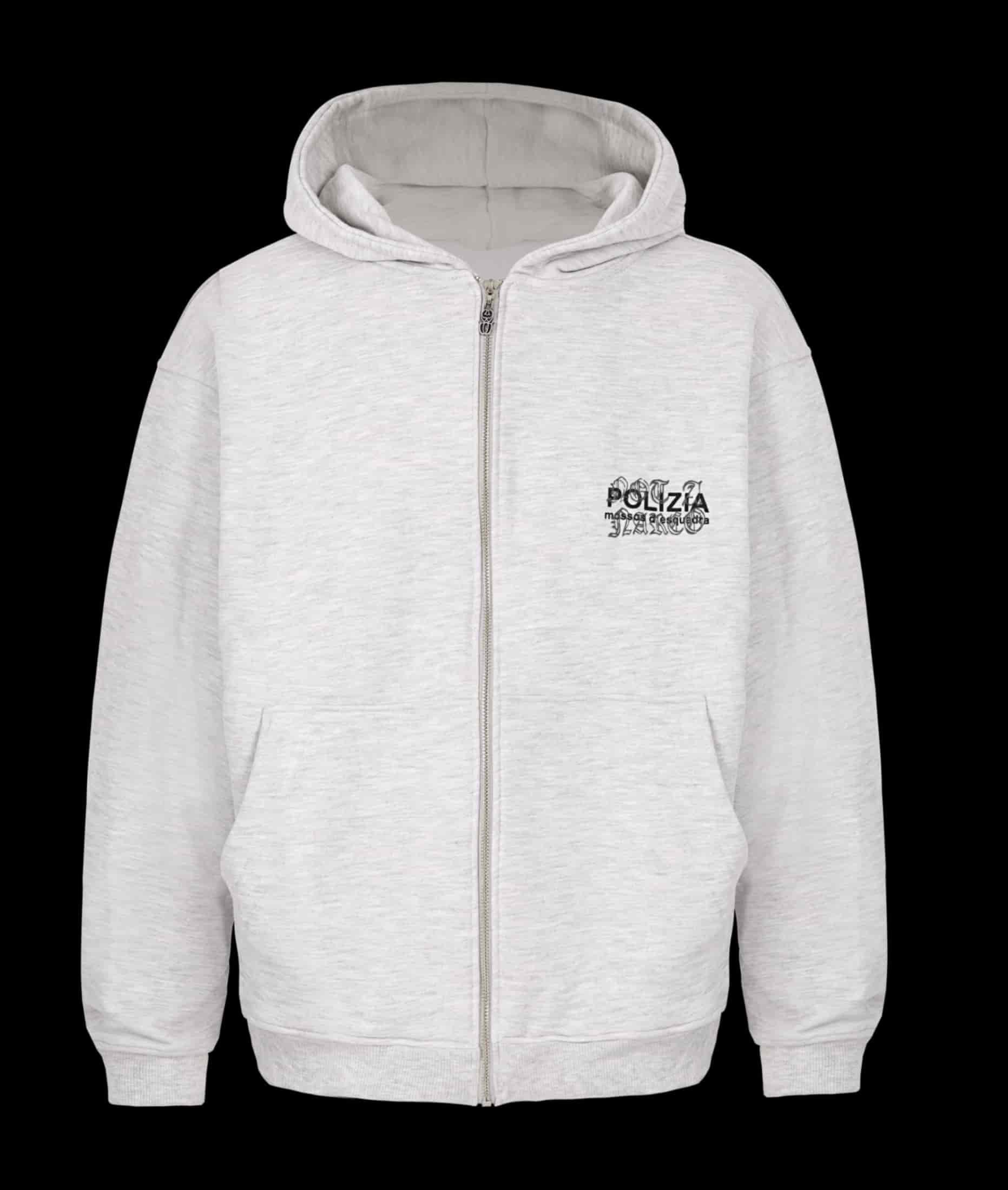 POLIZIA GRAY ZIPPER HOODIE - miniatura 2