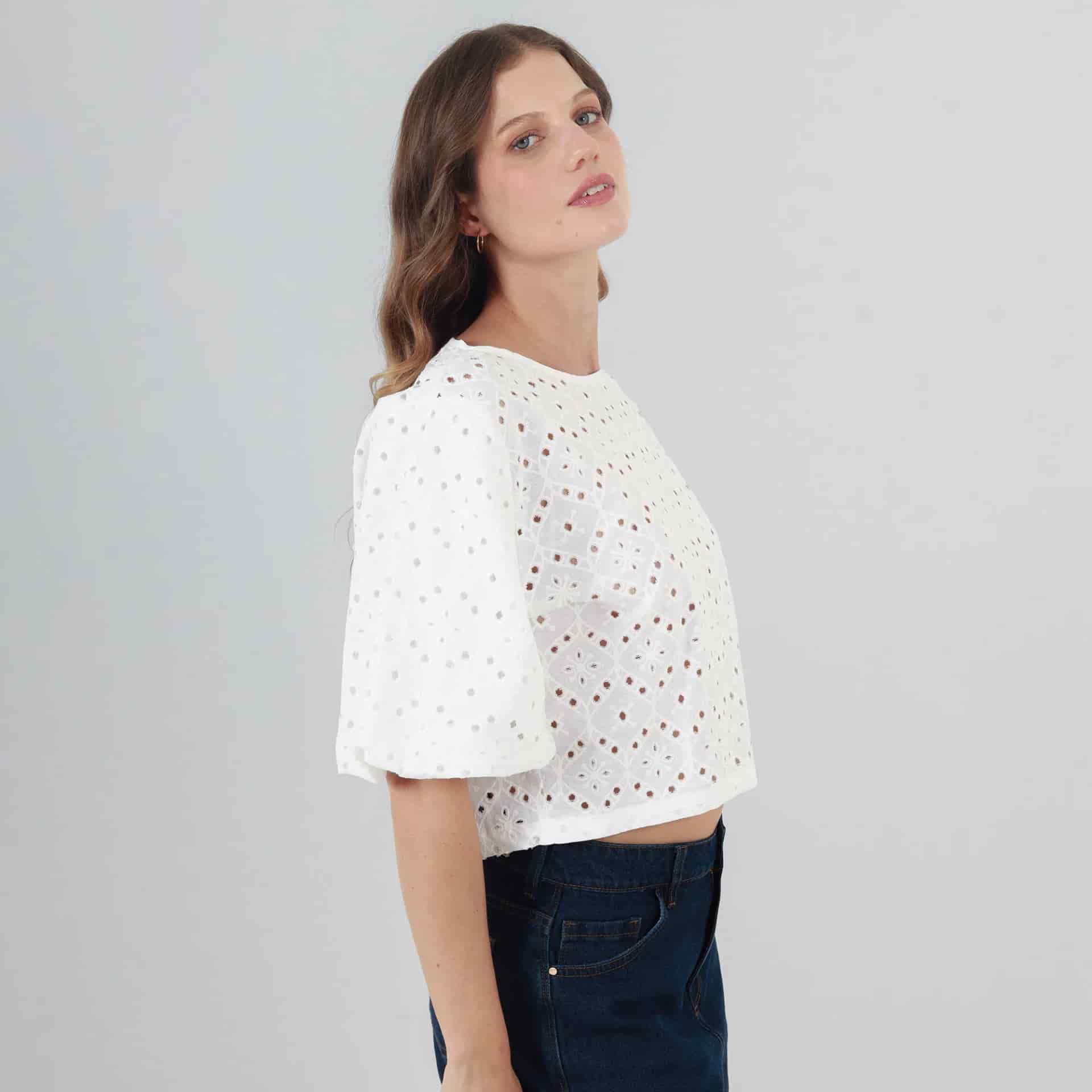 Blusa Cuello Redondo Manga Corta - miniatura 1