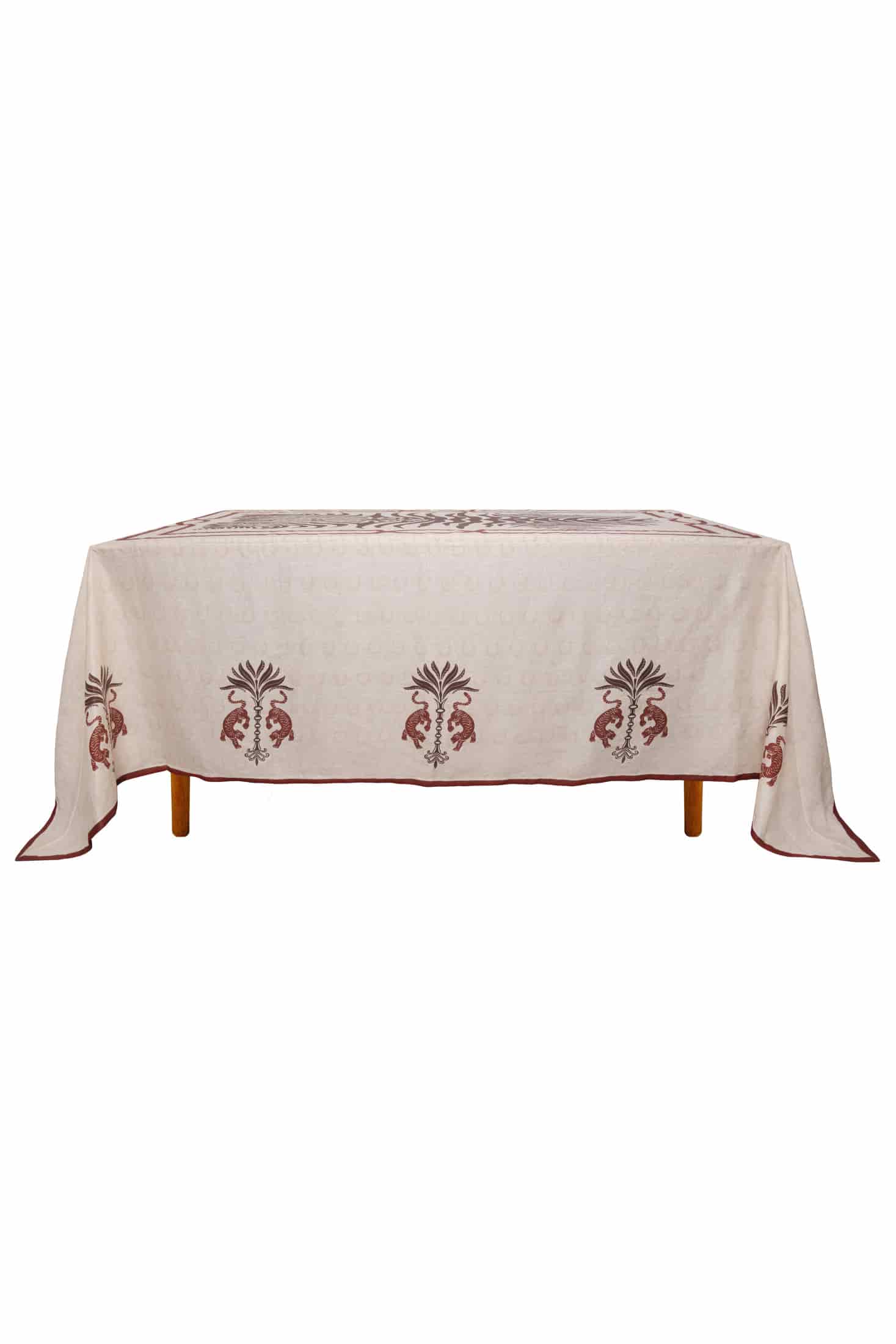 Zebra Linen Tablecloth  / Ivory & Chocolate - miniatura 2