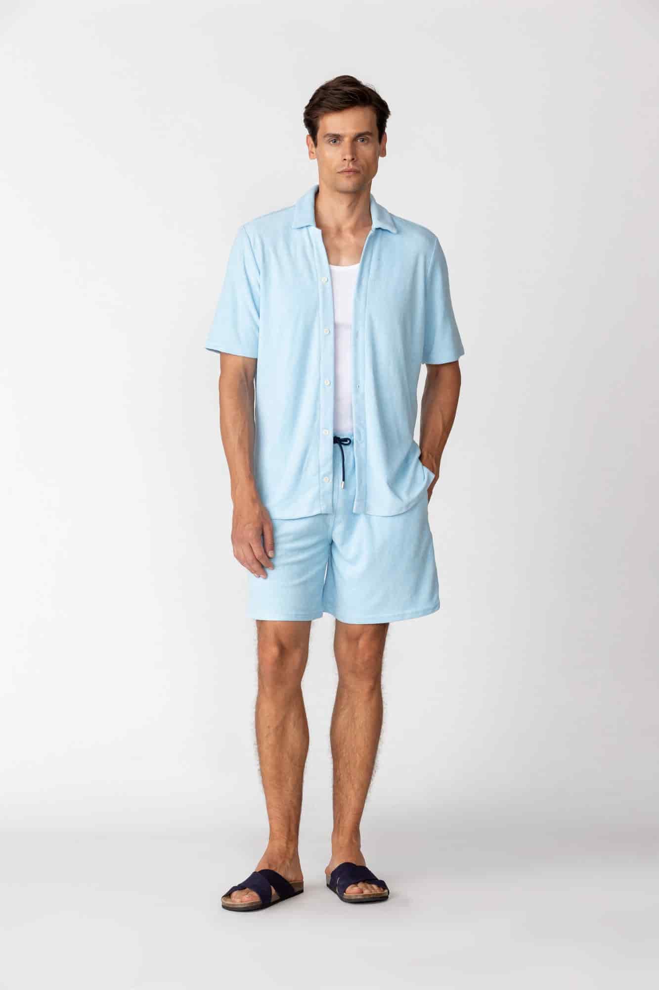 Men's hemp shirt light blue - miniatura 1
