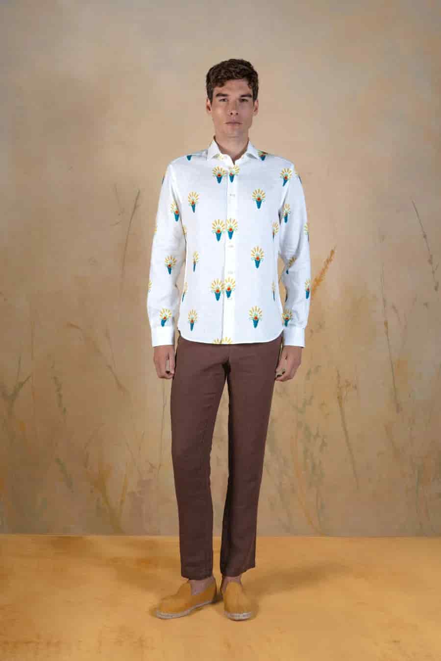 Ortuso linen shirt white - miniatura 1