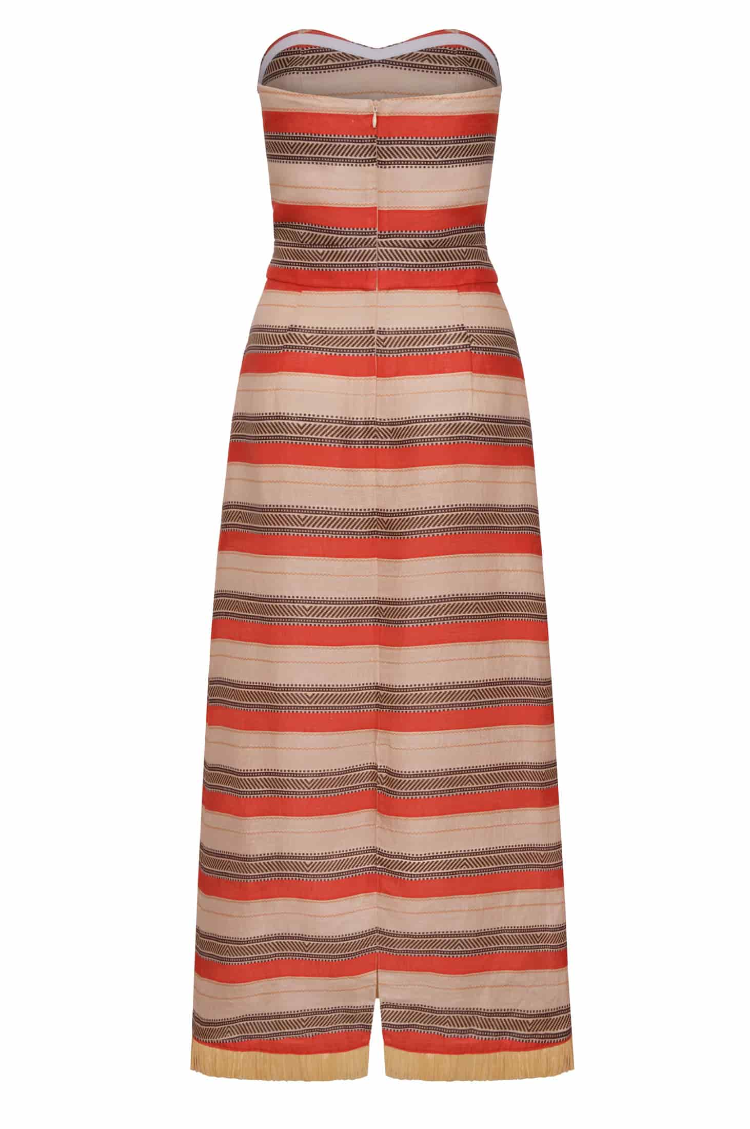 Gigi Linen Midi Dress / Orange Stripes - miniatura 3
