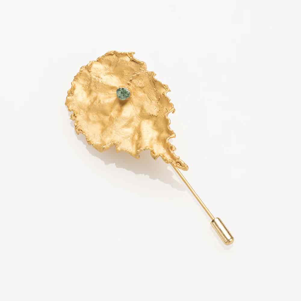 Begonia Leaf and Rough Emerald Pin - miniatura 2