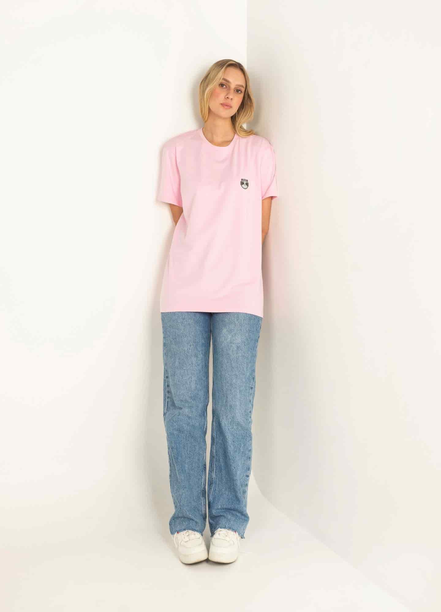 Basic Perezoso Camiseta Regular – Rosa - miniatura 3