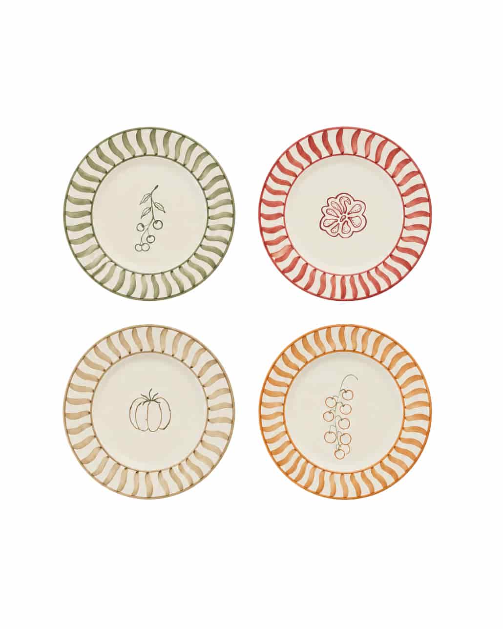 PREORDER - SET X4 DESSERT PLATE - TOMATO - miniatura 1