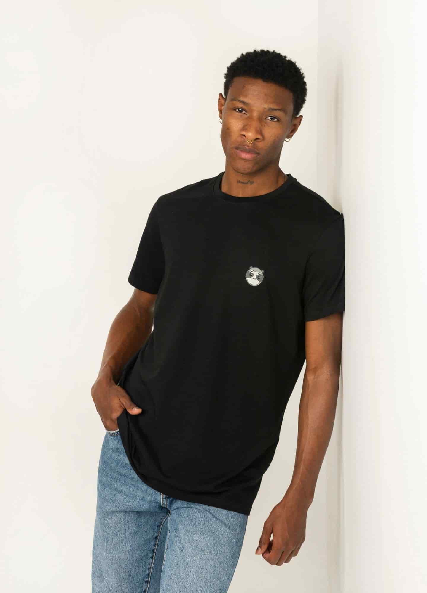 Basic Perezoso Camiseta Regular – Negra - miniatura 1