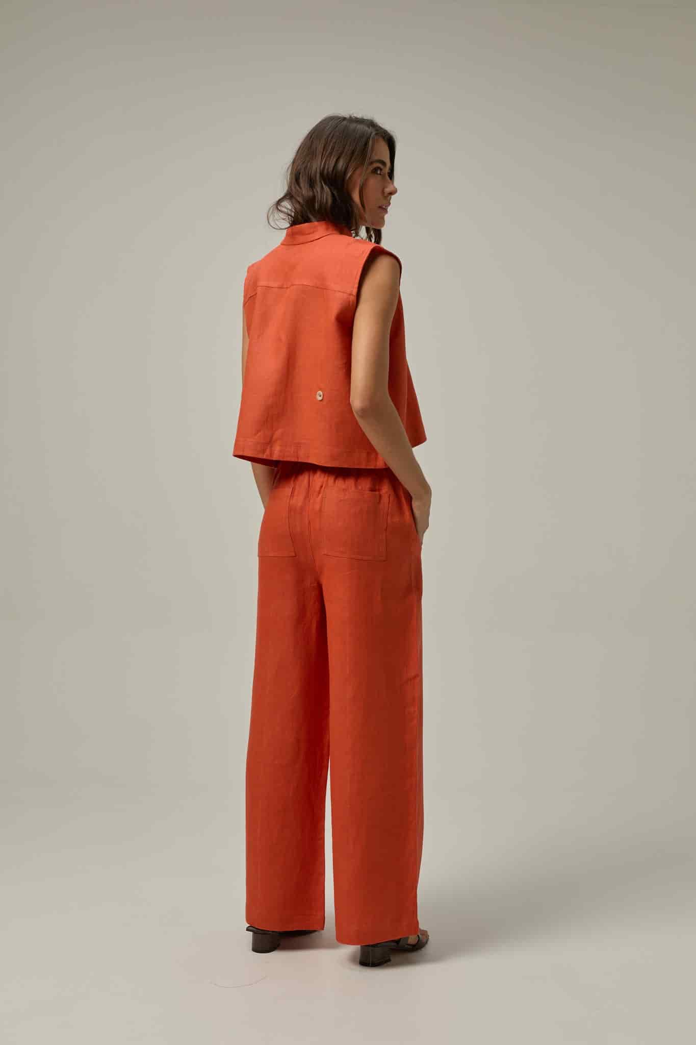 Pantalón Serre de lino | Naranja - miniatura 5