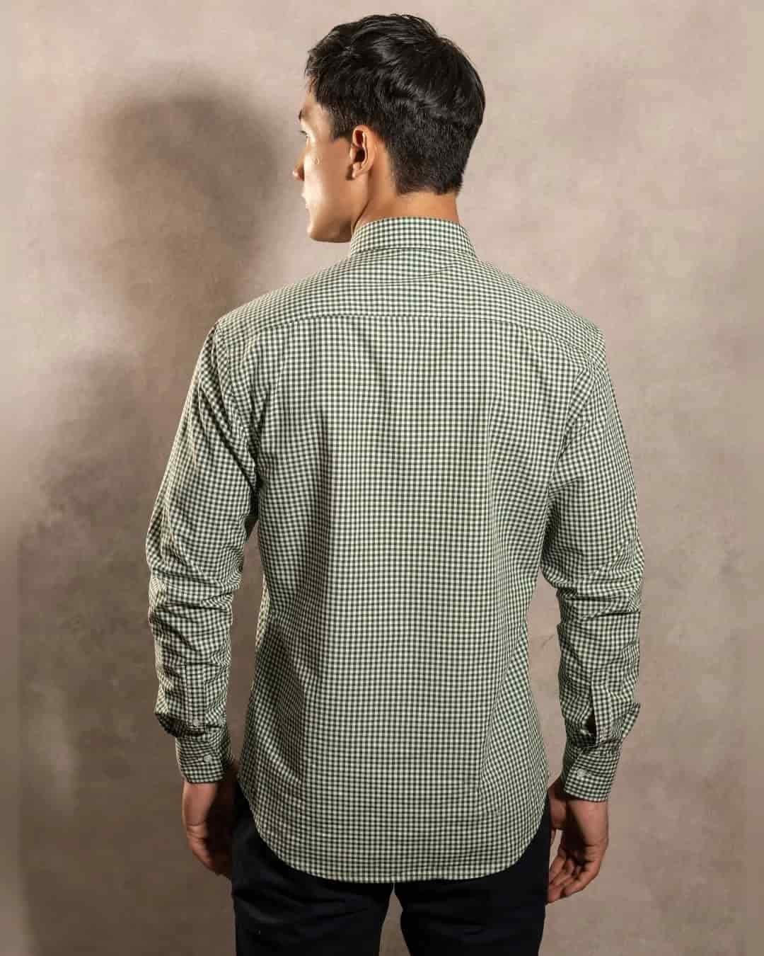 Camisa Antimanchas Popelina Cuadros Verde Oscuro Lugano - miniatura 3