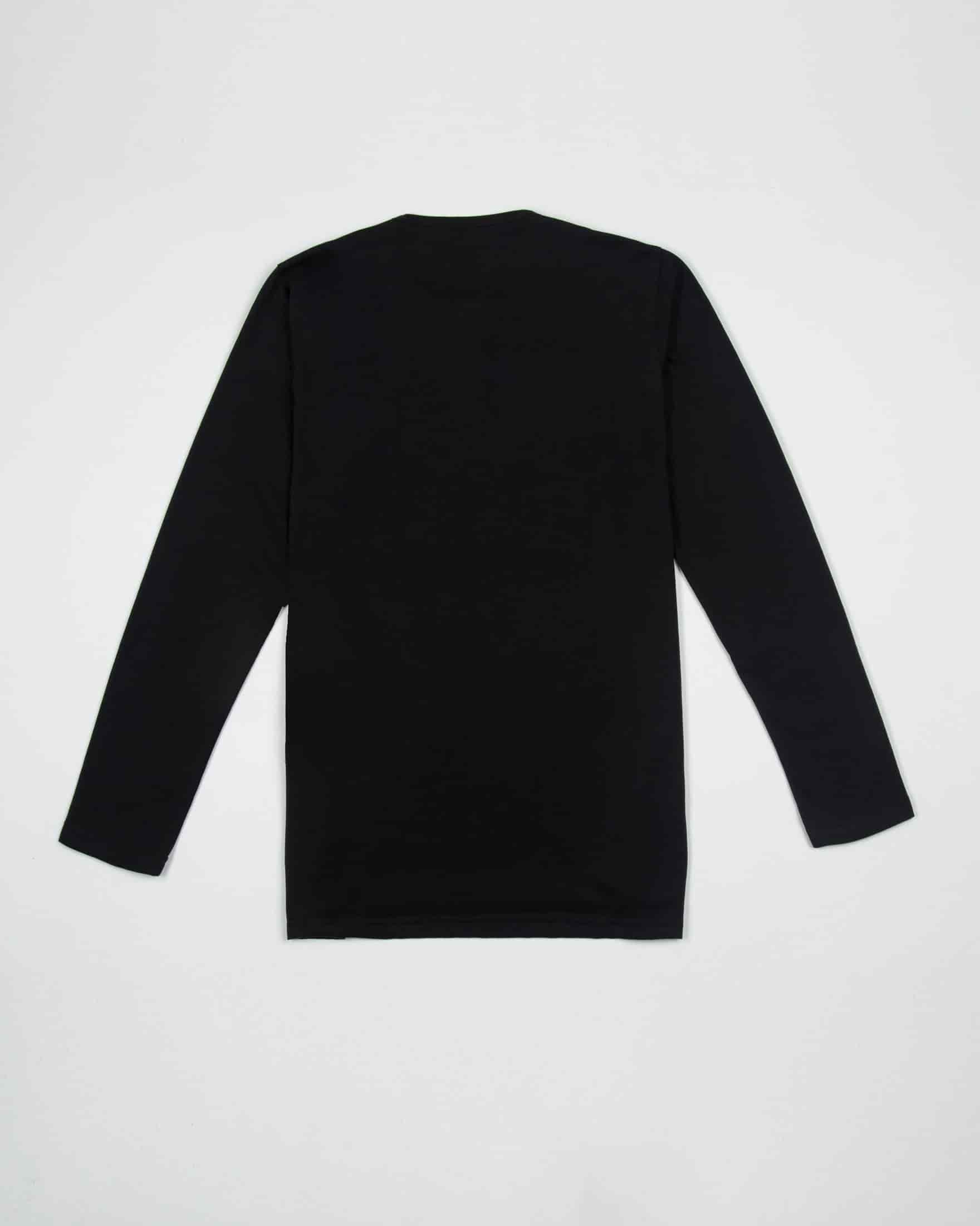Camiseta Henley Manga Larga Algodón Negro - miniatura 3