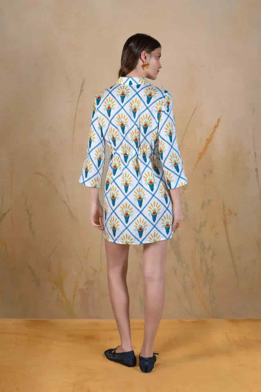 Women's Aurum linen shirt dress white - miniatura 3