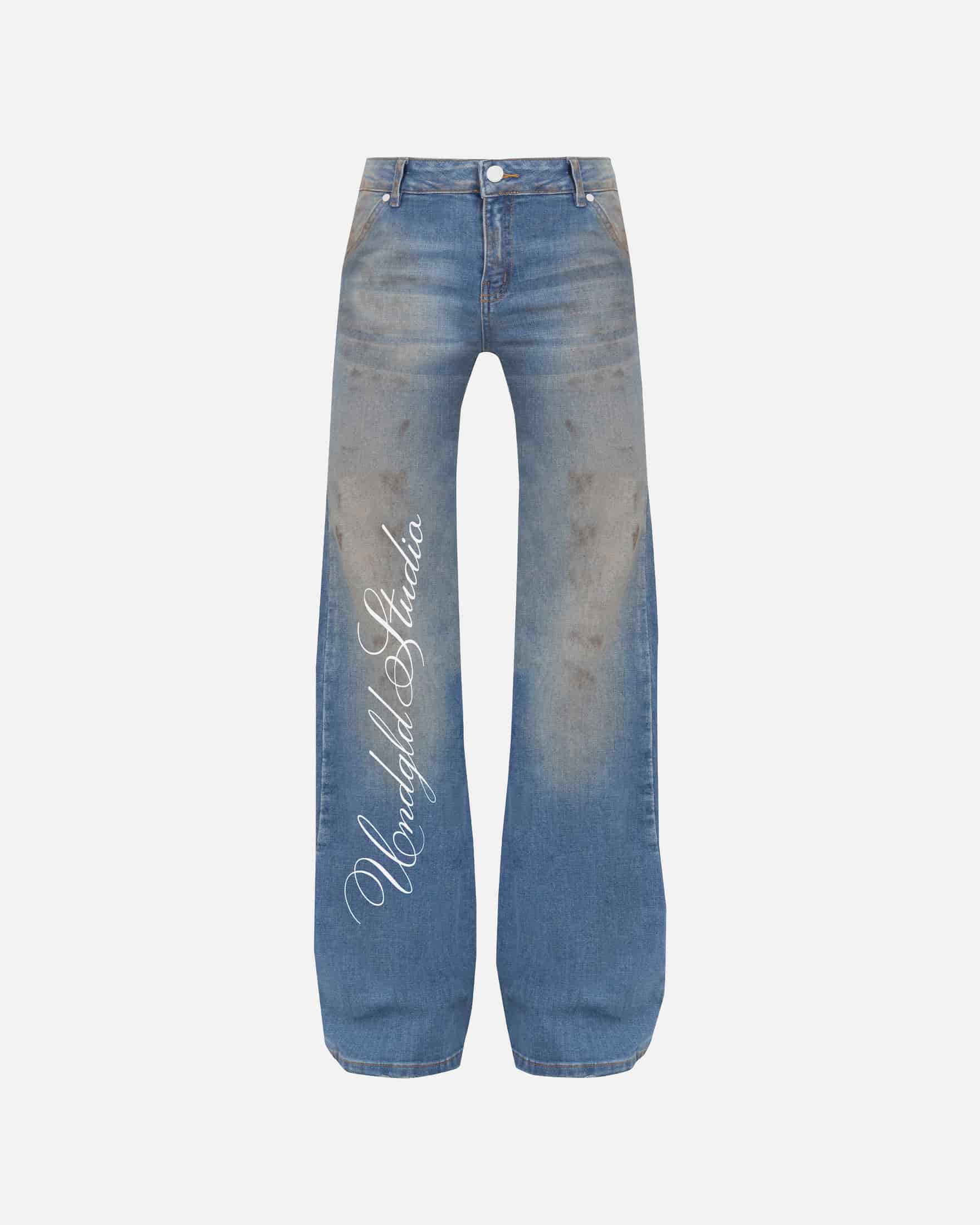 W Stardust Undgld Studio Flare Jeans Mechanic Blue - miniatura 1