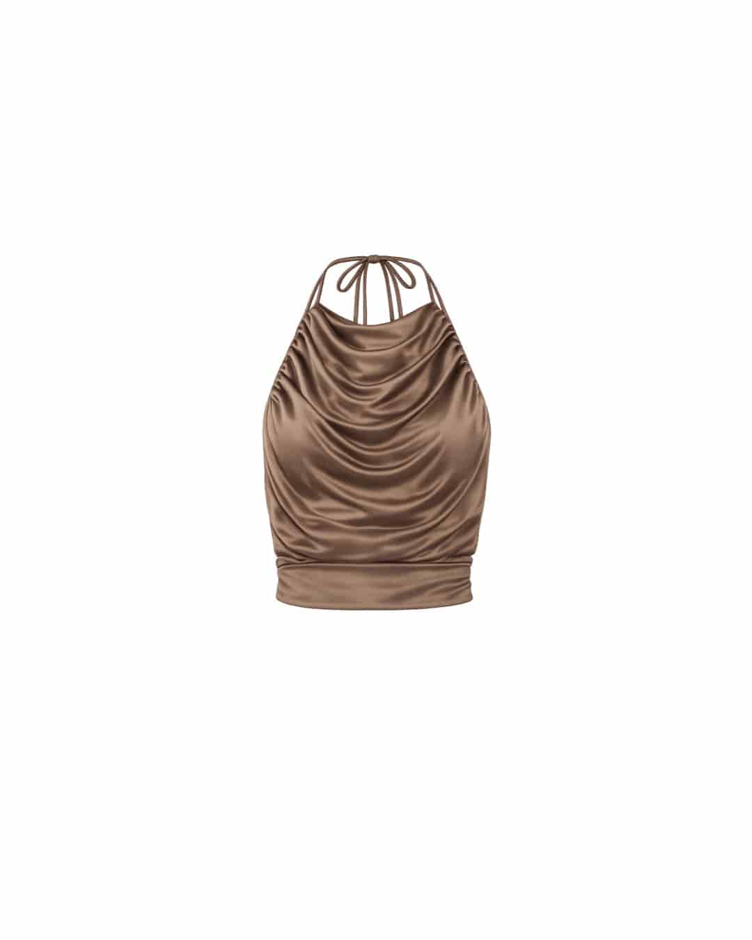 TOP MAR DE LEVA - SILK TIE TAUPE - miniatura 3