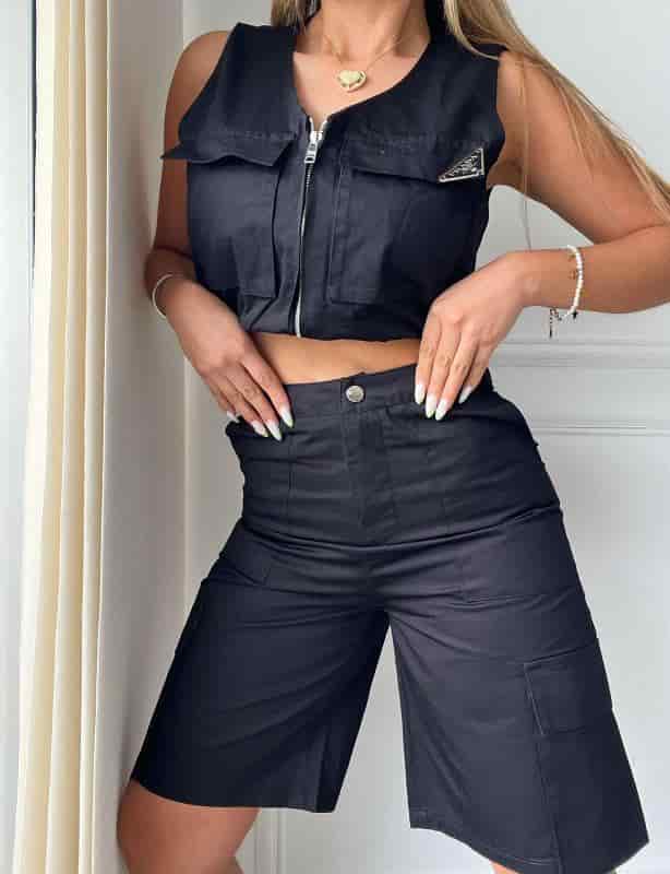 CONJUNTO PRADA BIKER NEGRO - miniatura 3