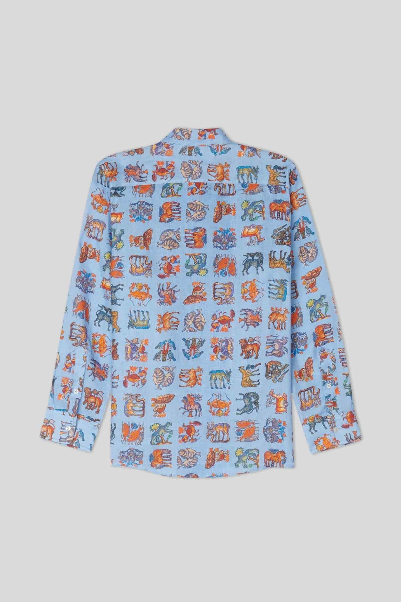 Men's justiniano linen shirt sky blue - miniatura 3