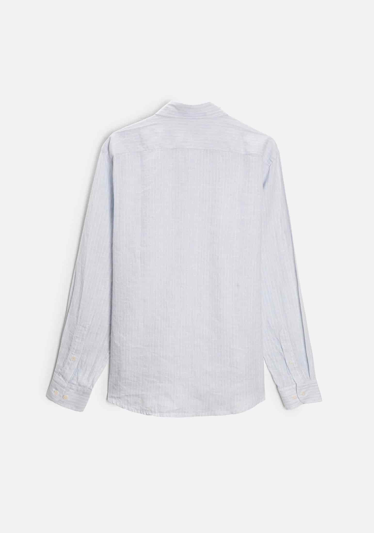 Camisa H CBD Lino Rayas Med Bols Gris Claro - Blanco - miniatura 3