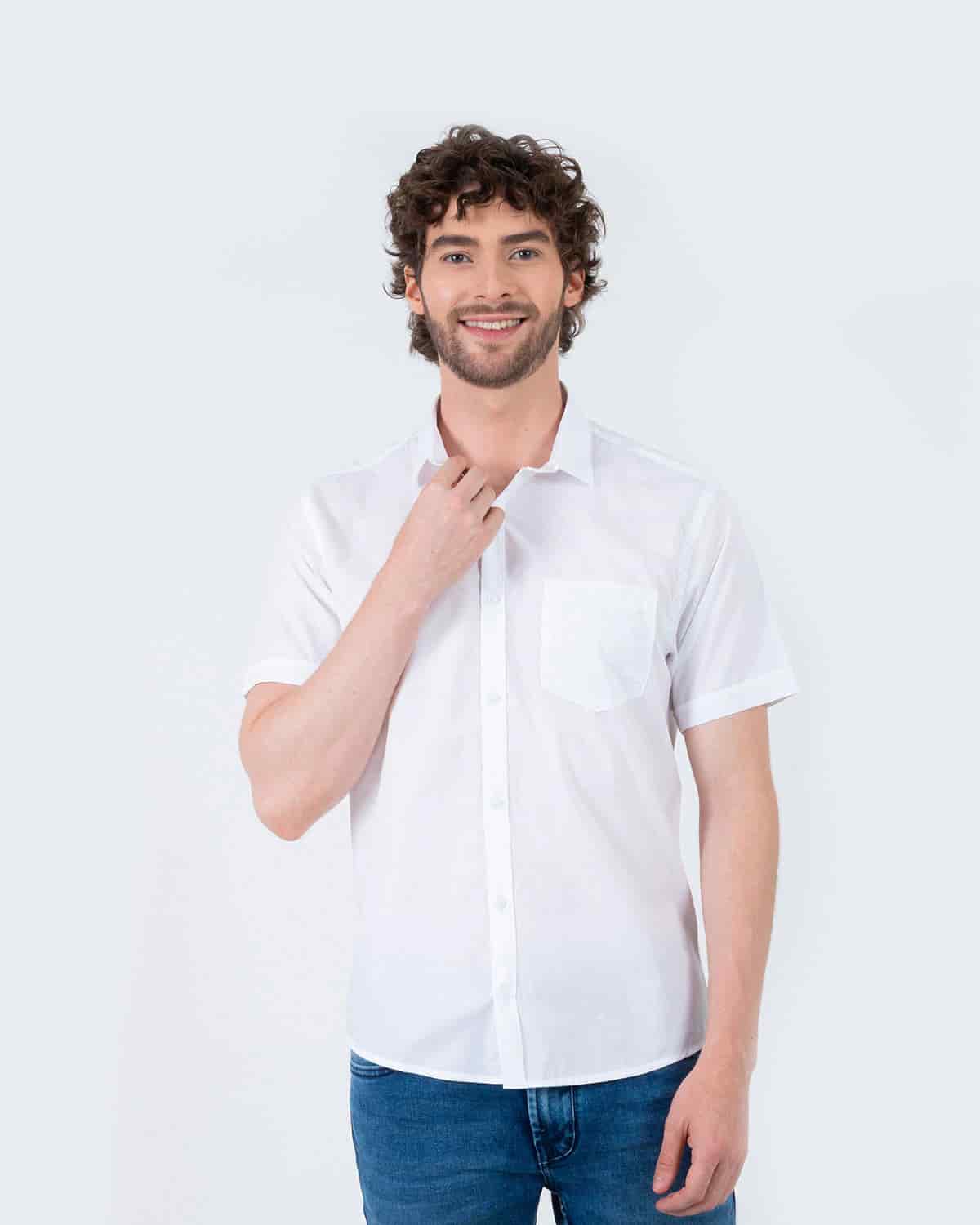 Camisa blanca manga corta para hombre - miniatura 73