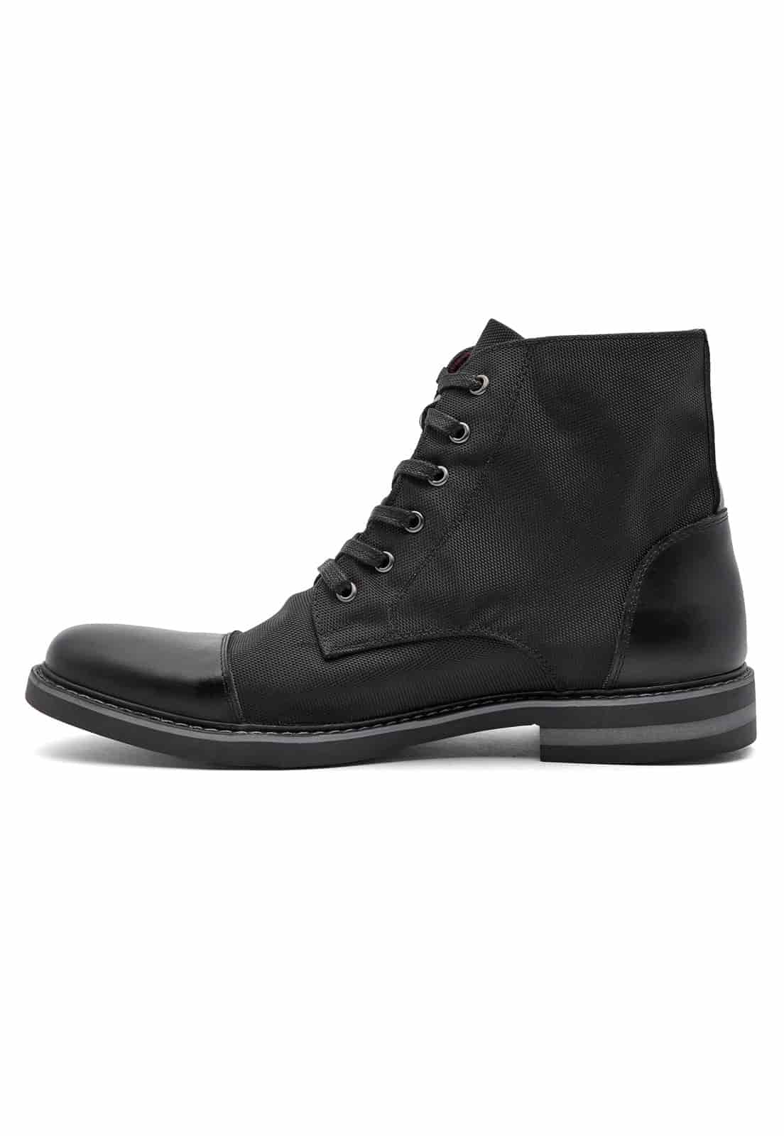 Botas negras en lona y cuero - miniatura 4