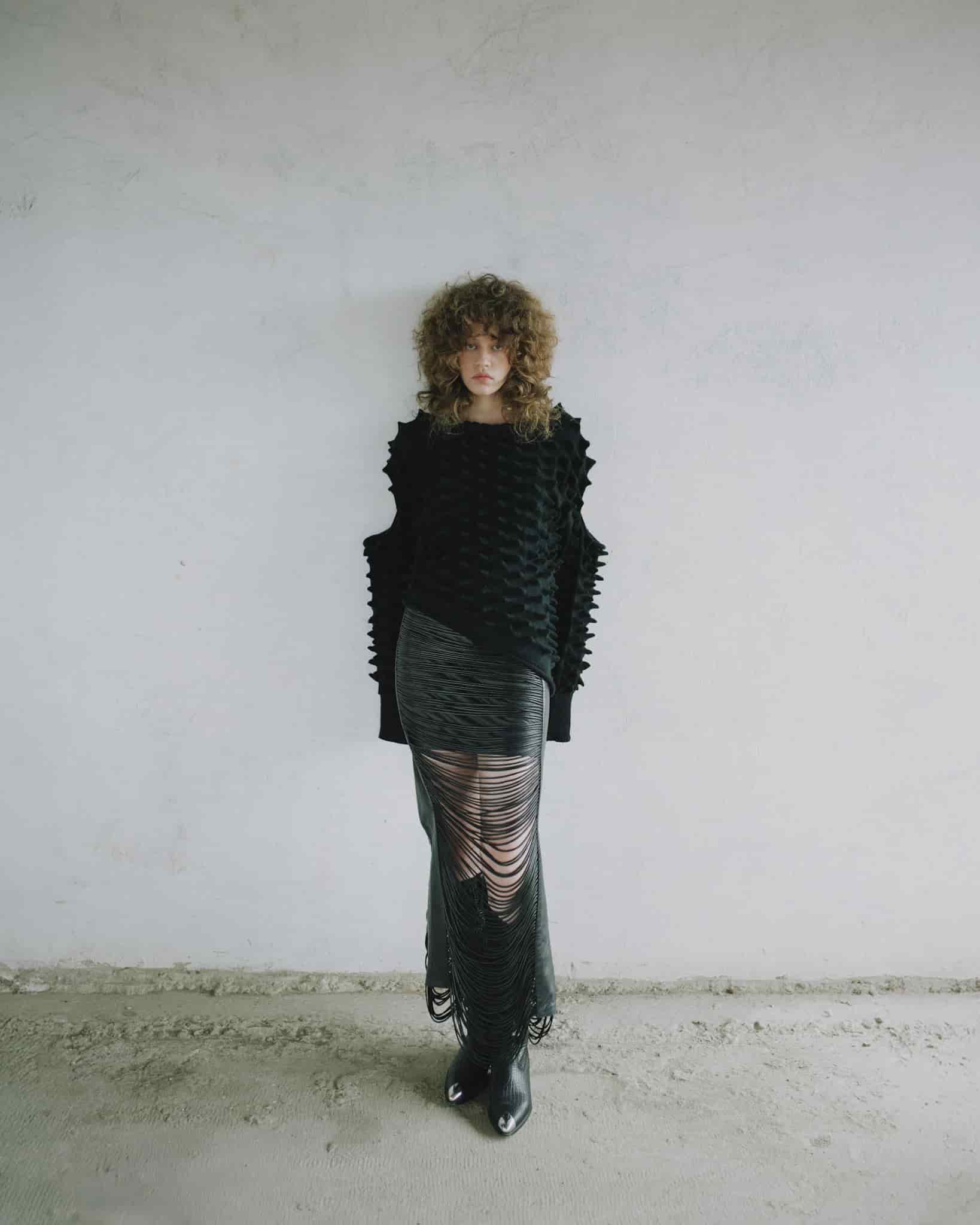 LEATHER SNAKE-LIKE CORD SKIRT - miniatura 2