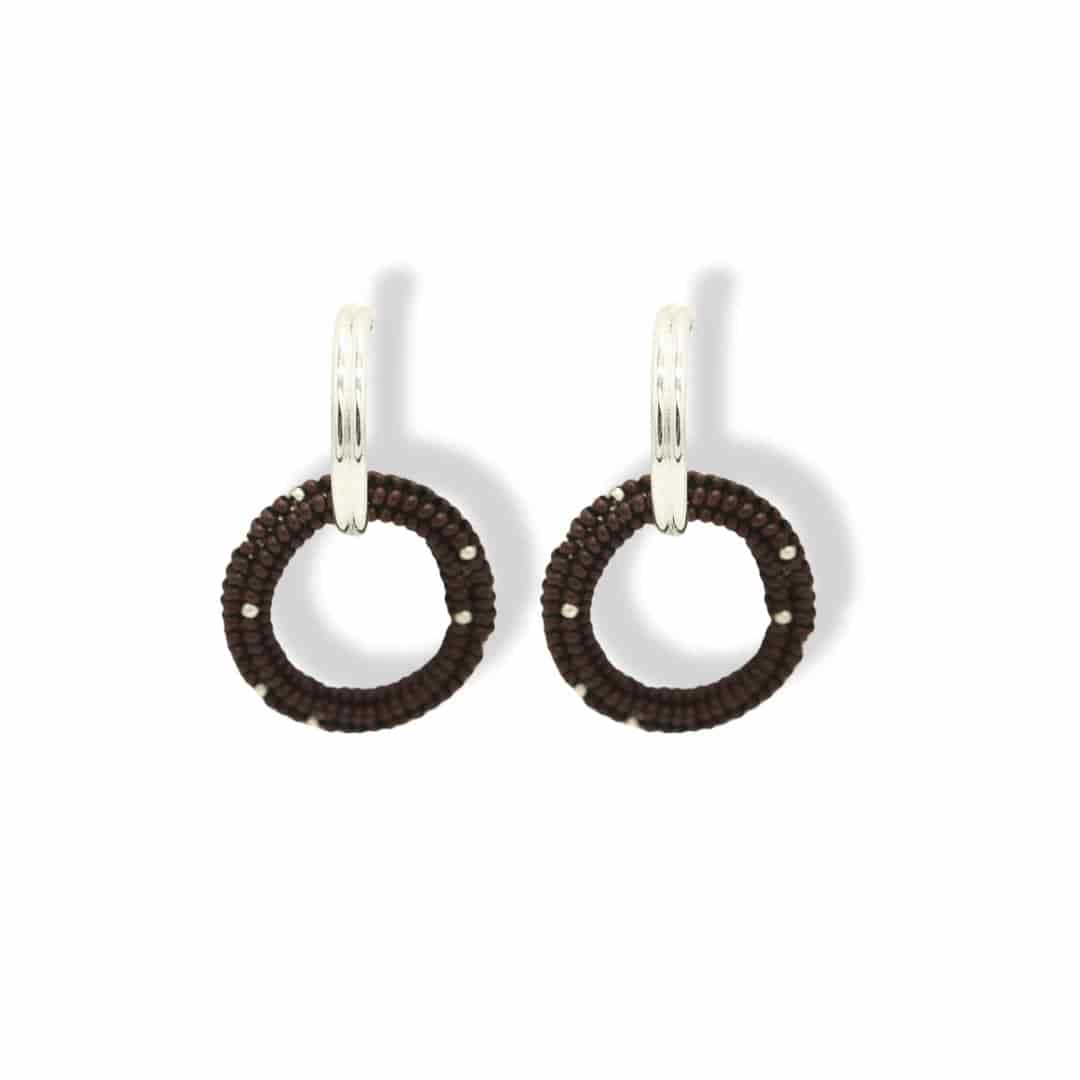 Aretes entrelazados tejidos dobles chocolate silver - miniatura 2