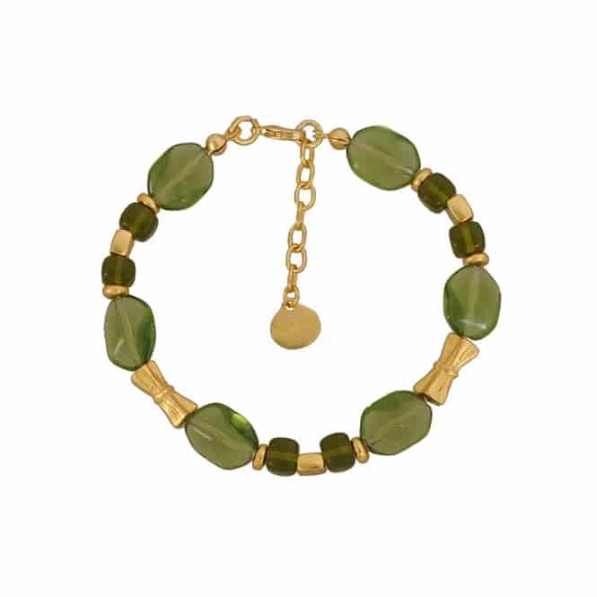 Pulsera cristal checo 14x10 verde oliva y cubo tortoise - miniatura 1