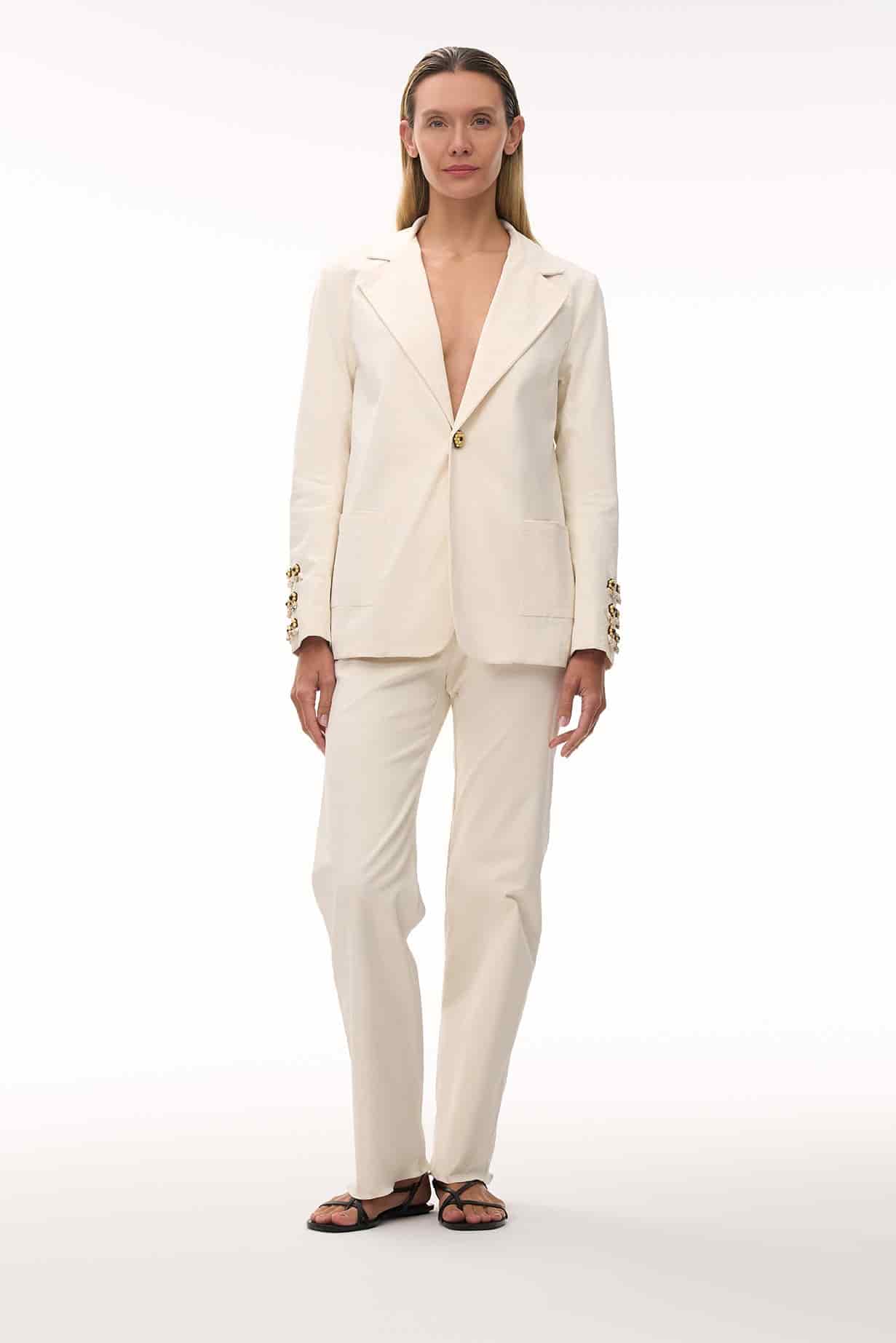 Santo Tomas Embroidered Canvas Blazer / Ivory - miniatura 2