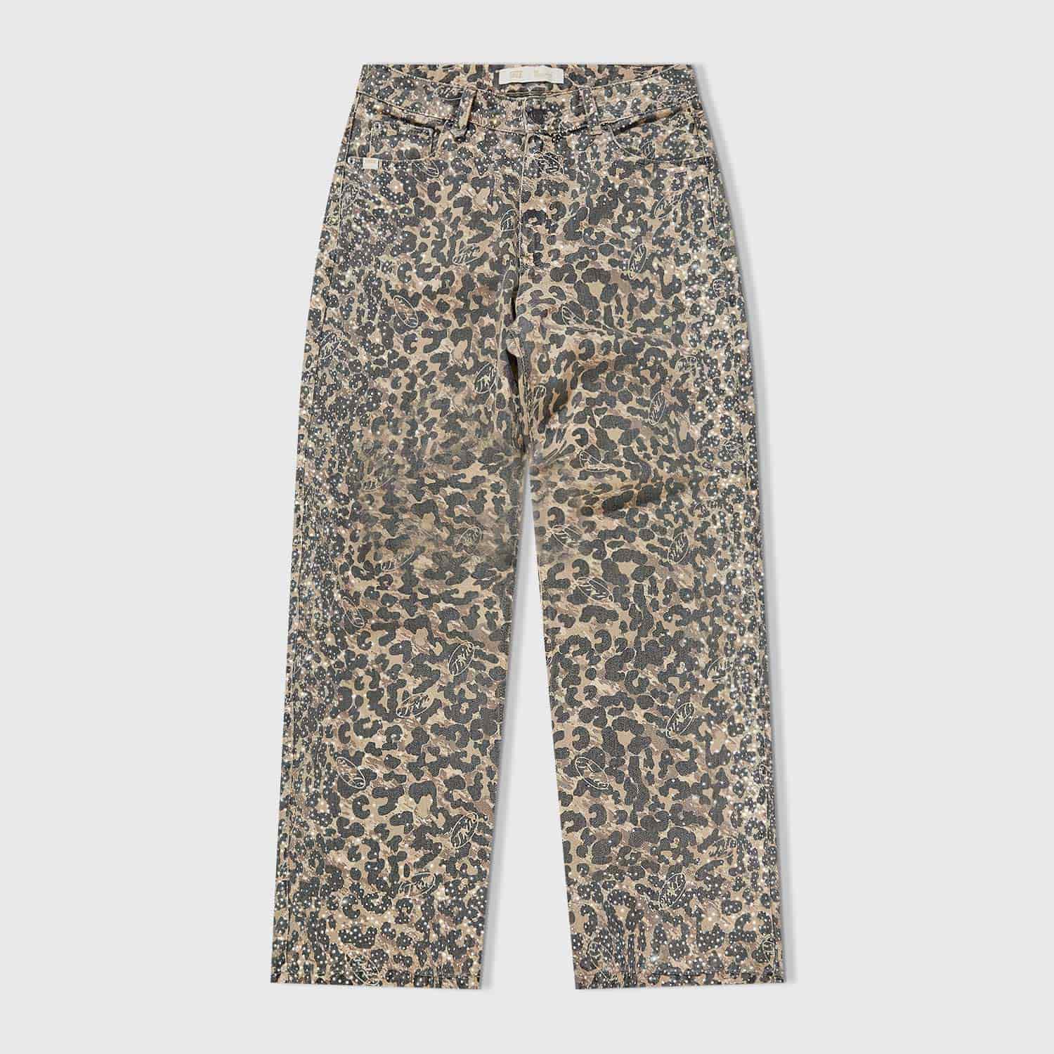 Leopard Wide Leg Jeans - Camel - miniatura 1