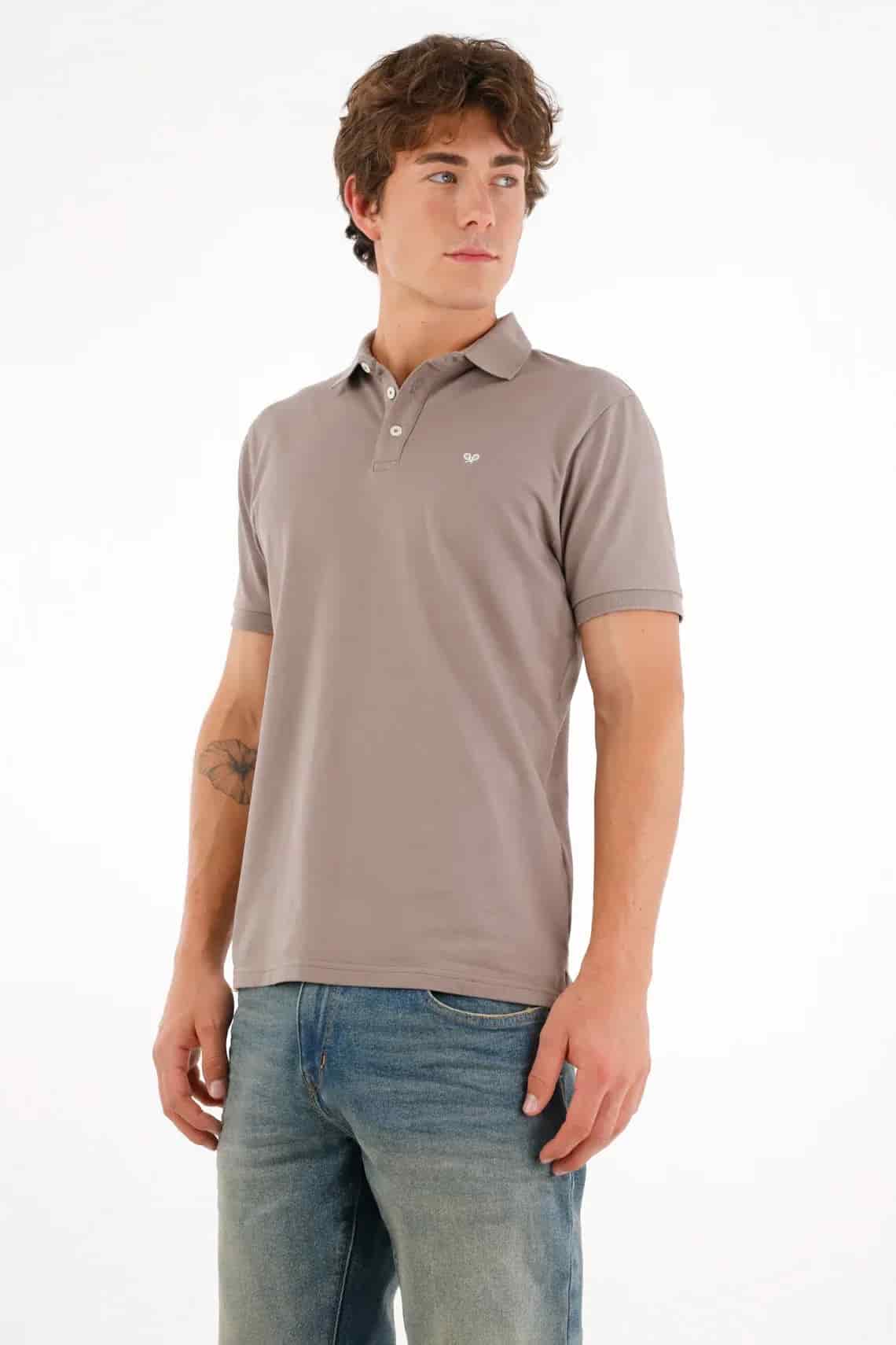 Polo con mini raqueta gris con acabado ligero para hombre - miniatura 2