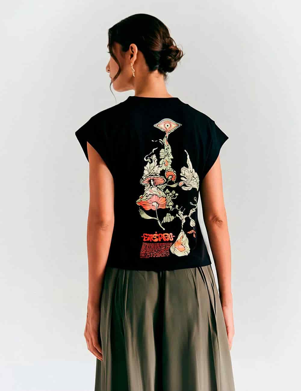 Camiseta Manga casco Puro Negro Mujer - miniatura 3