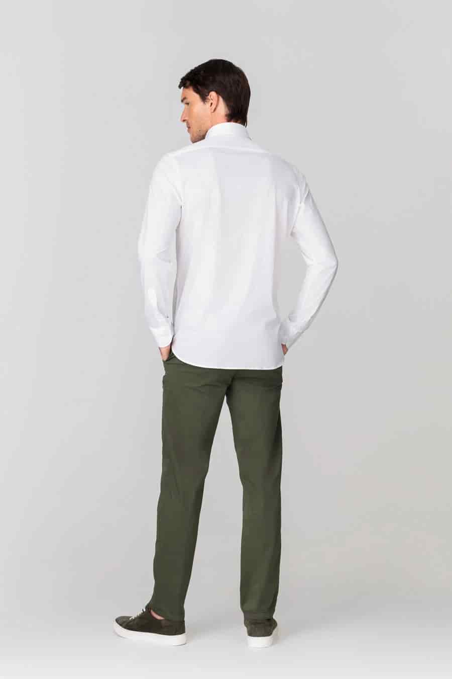 Men's cotton shirt white jersey - miniatura 3