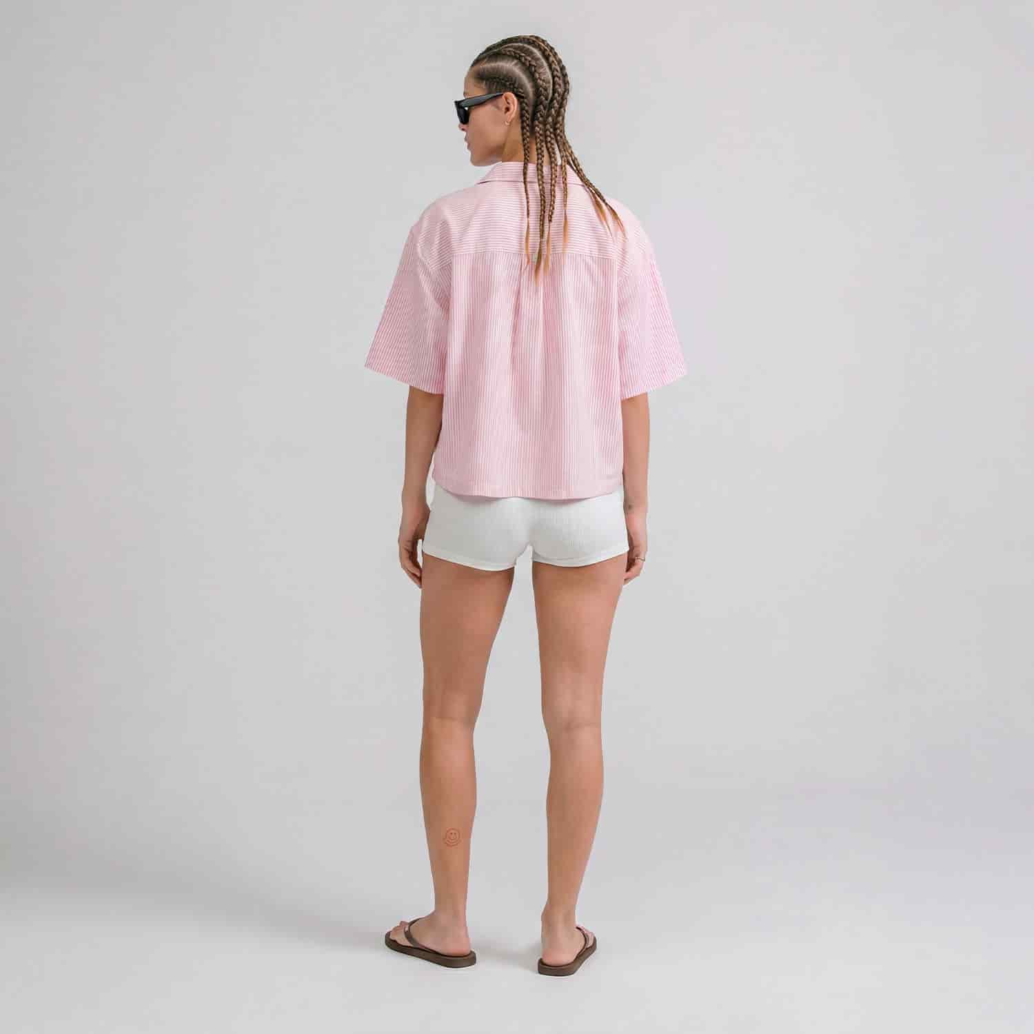 Embroidered Flower Boxy Shirt - Pink - miniatura 7
