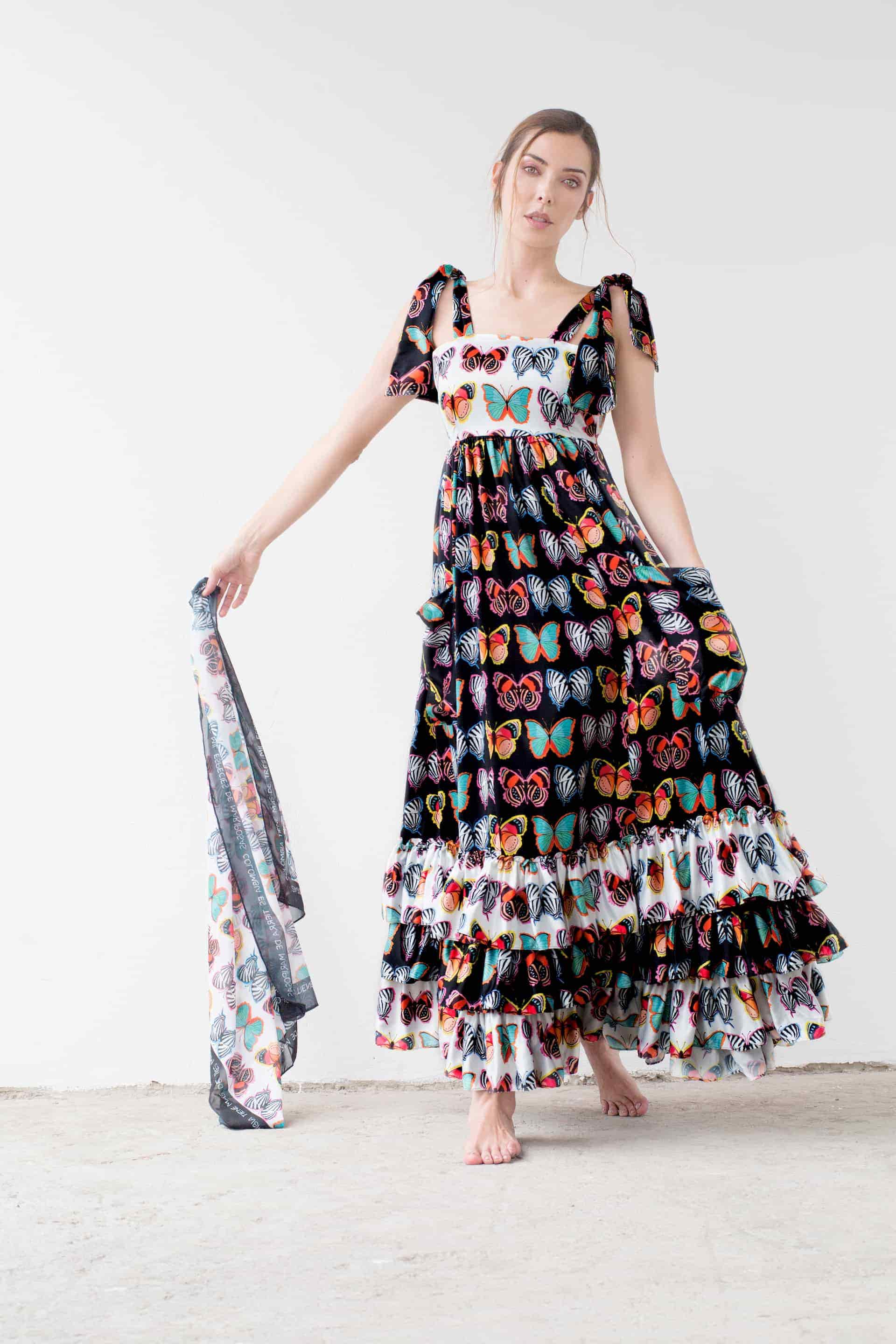 Maxi Vestido Tierra de Mariposas Negro - miniatura 1