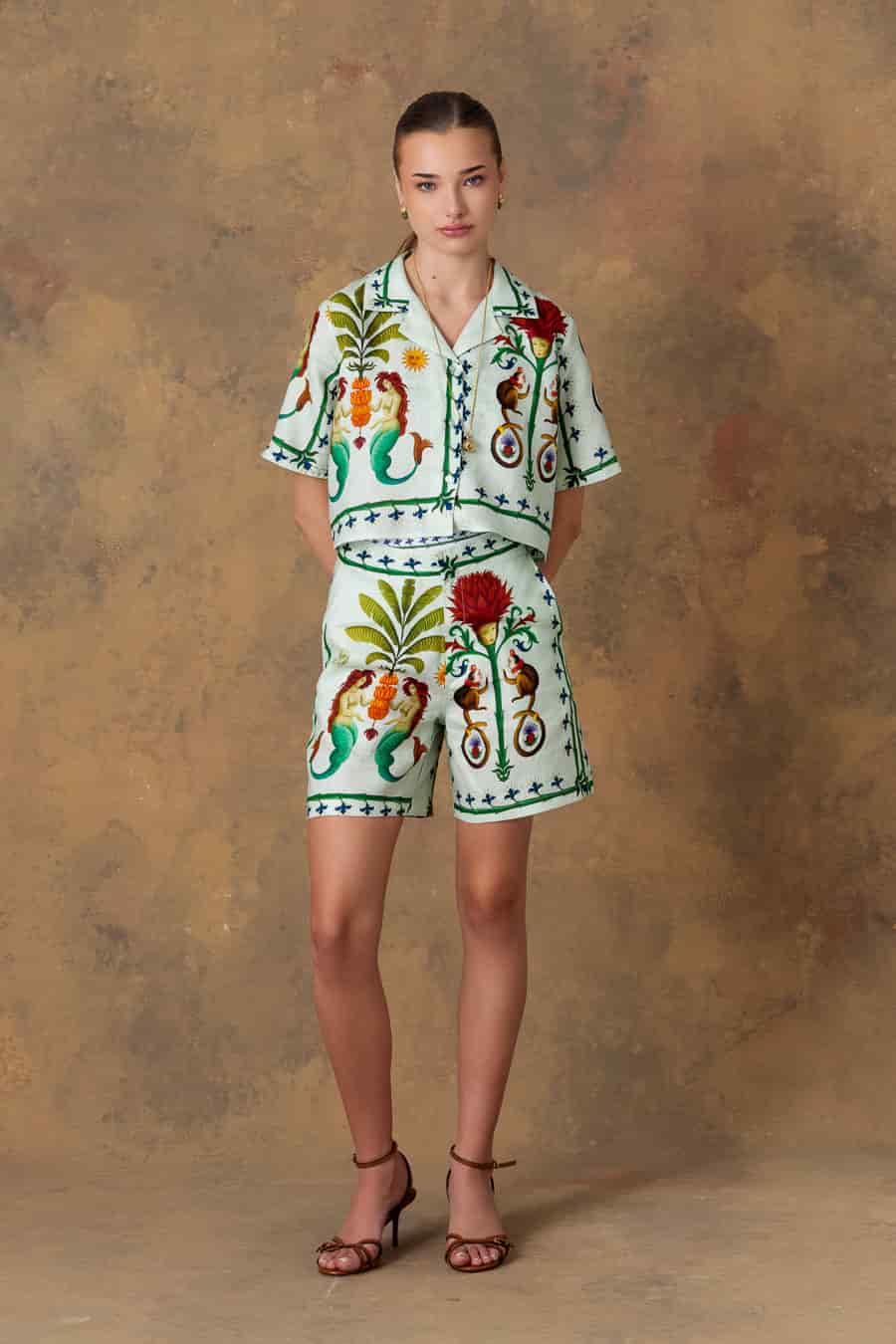 Women's short linen silvan blue - miniatura 2