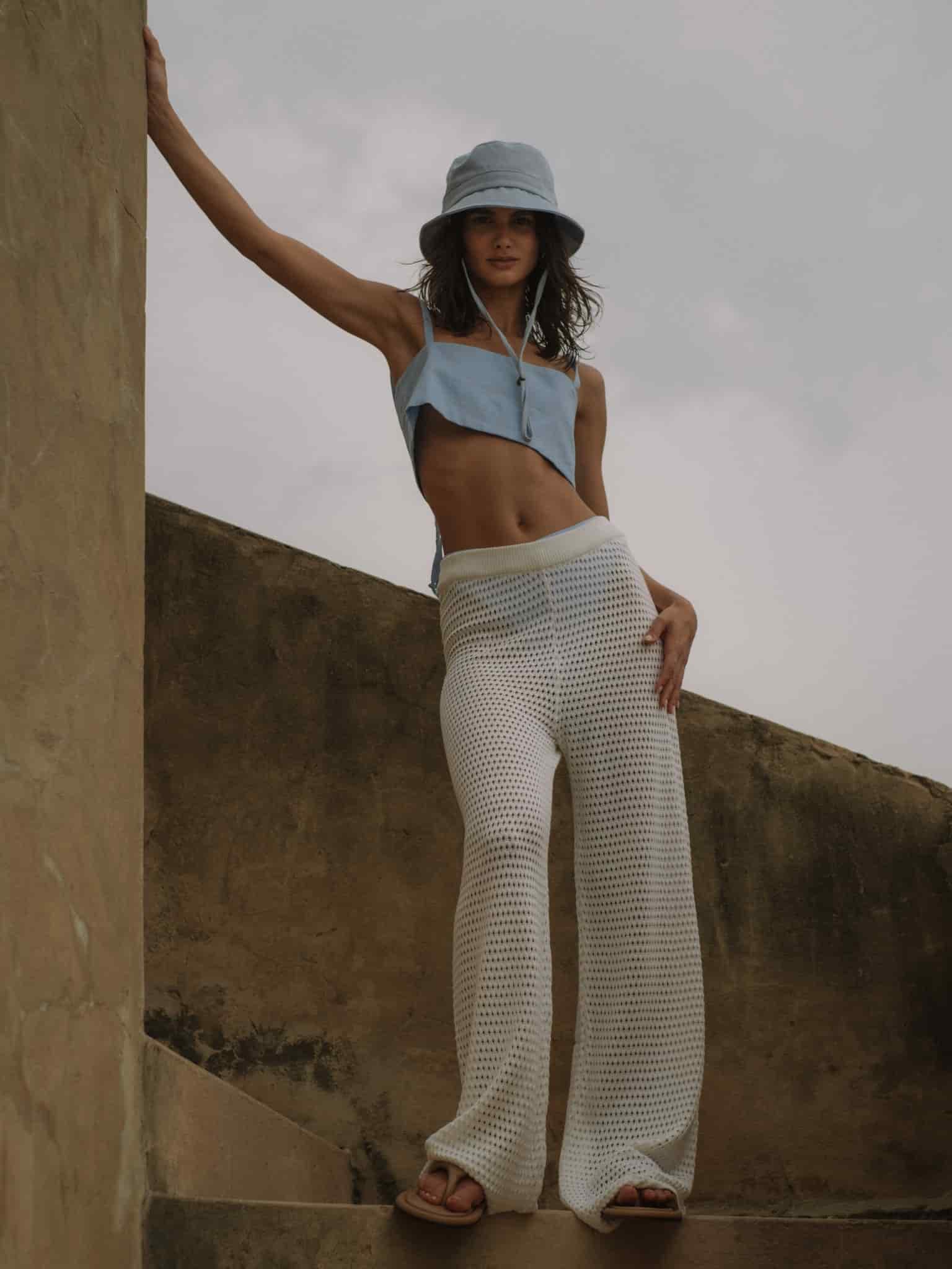 SQUARE LINEN TOP - BABY BLUE - miniatura 2