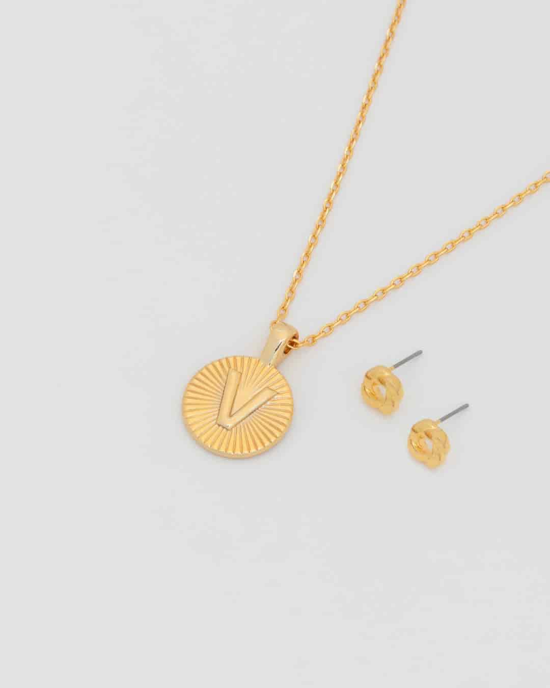 Collar Letra Destellos + Aretes - miniatura 10