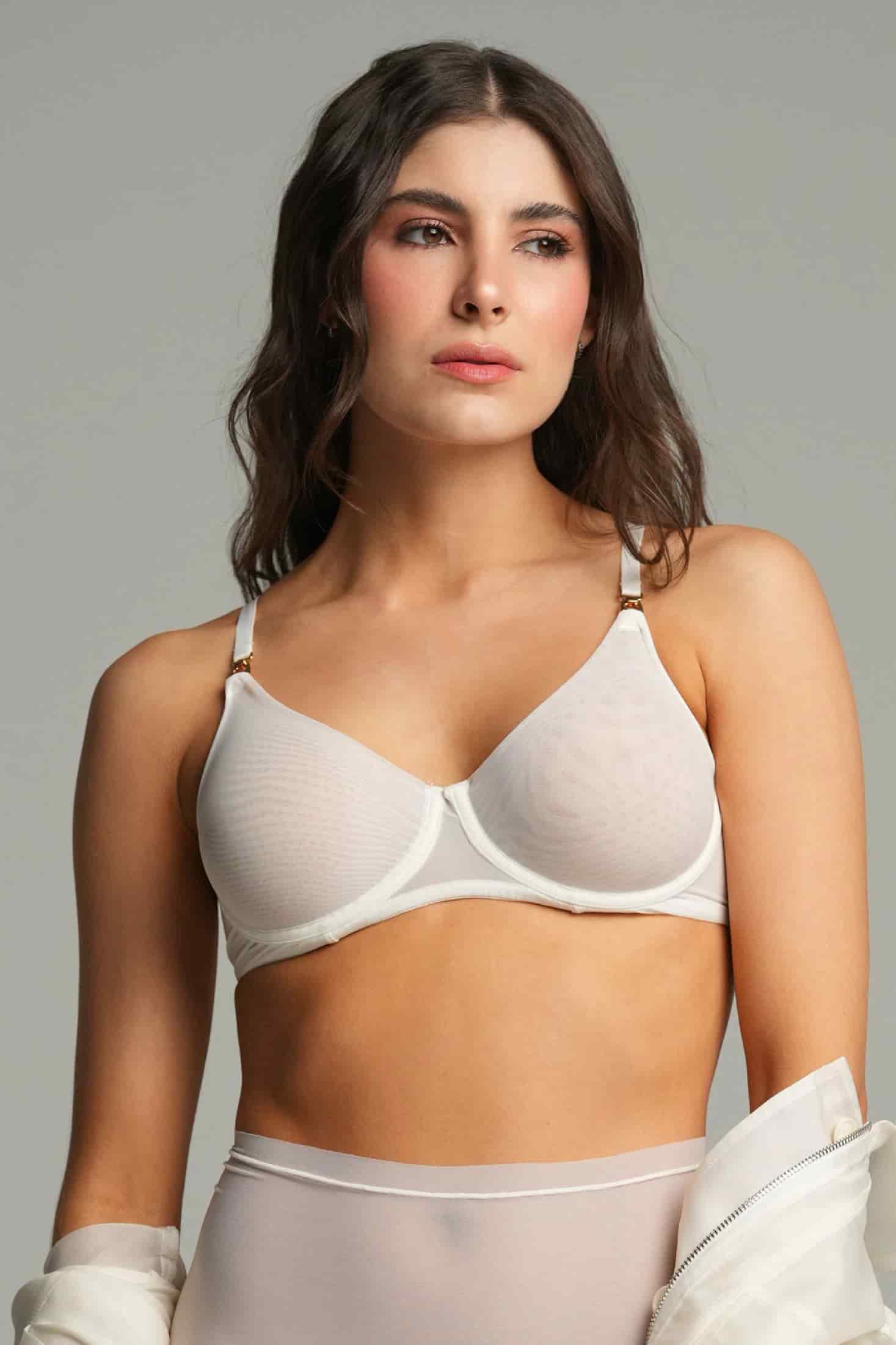 BRASIER ELLIPSE EN TUL CON ARO INVISIBLE ULTRA COMODO ALMA LIMPIA CRUDO - miniatura 1