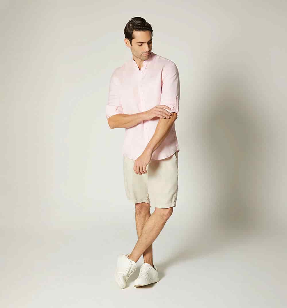 Camisa para hombre en lino cuello nerú m - miniatura 11