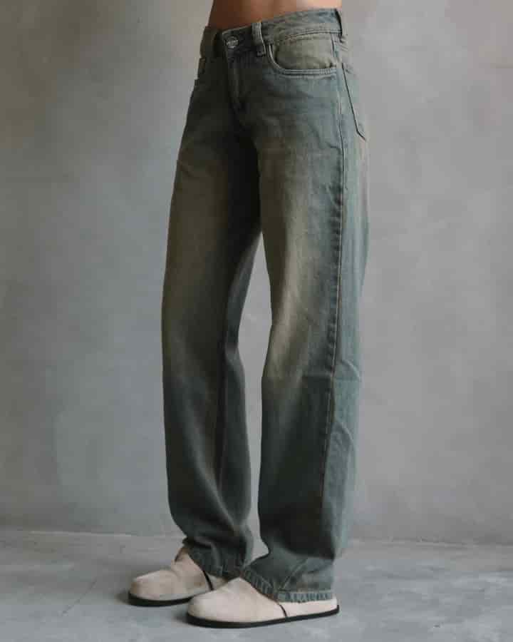 JEAN EXTRA LOW STRAIGHT FIT VINTAGE GREEN WASHED AZUL - miniatura 6