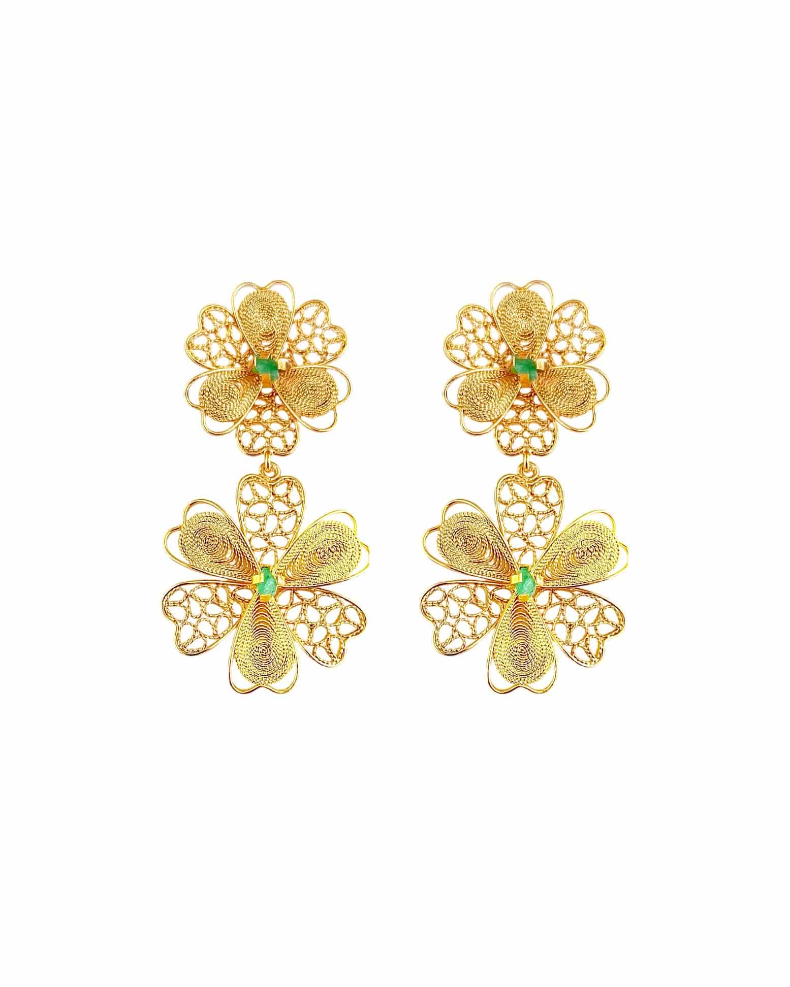 Aretes doble flor, Barbara - miniatura 1