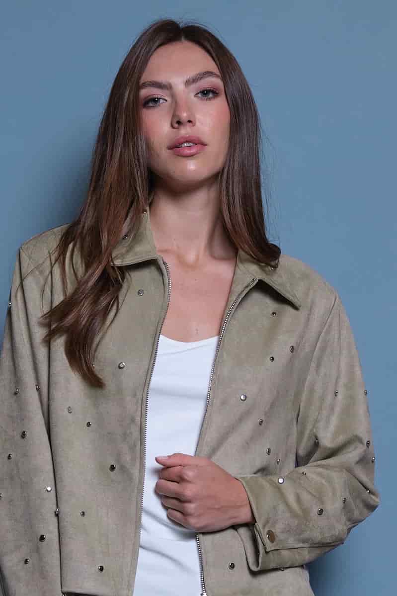 CHAQUETA GAMUZA VERDE TACHES - miniatura 2