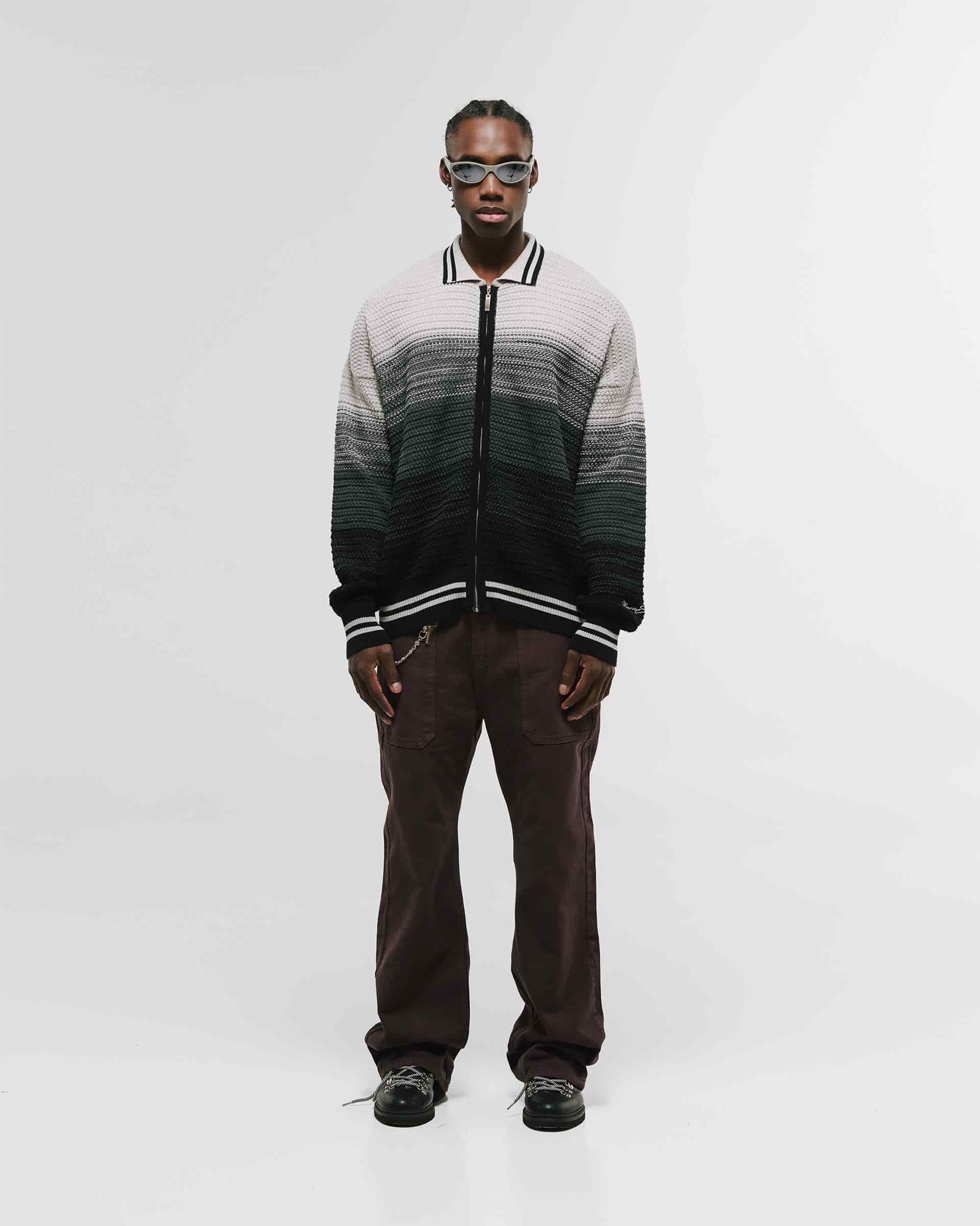 Zip Polo Gradient Knitwear - Negro y Gris - miniatura 5