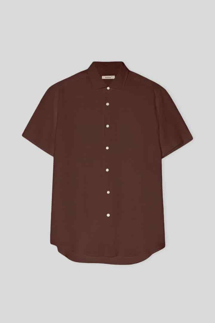 Men's linen shirt chocolat - miniatura 1