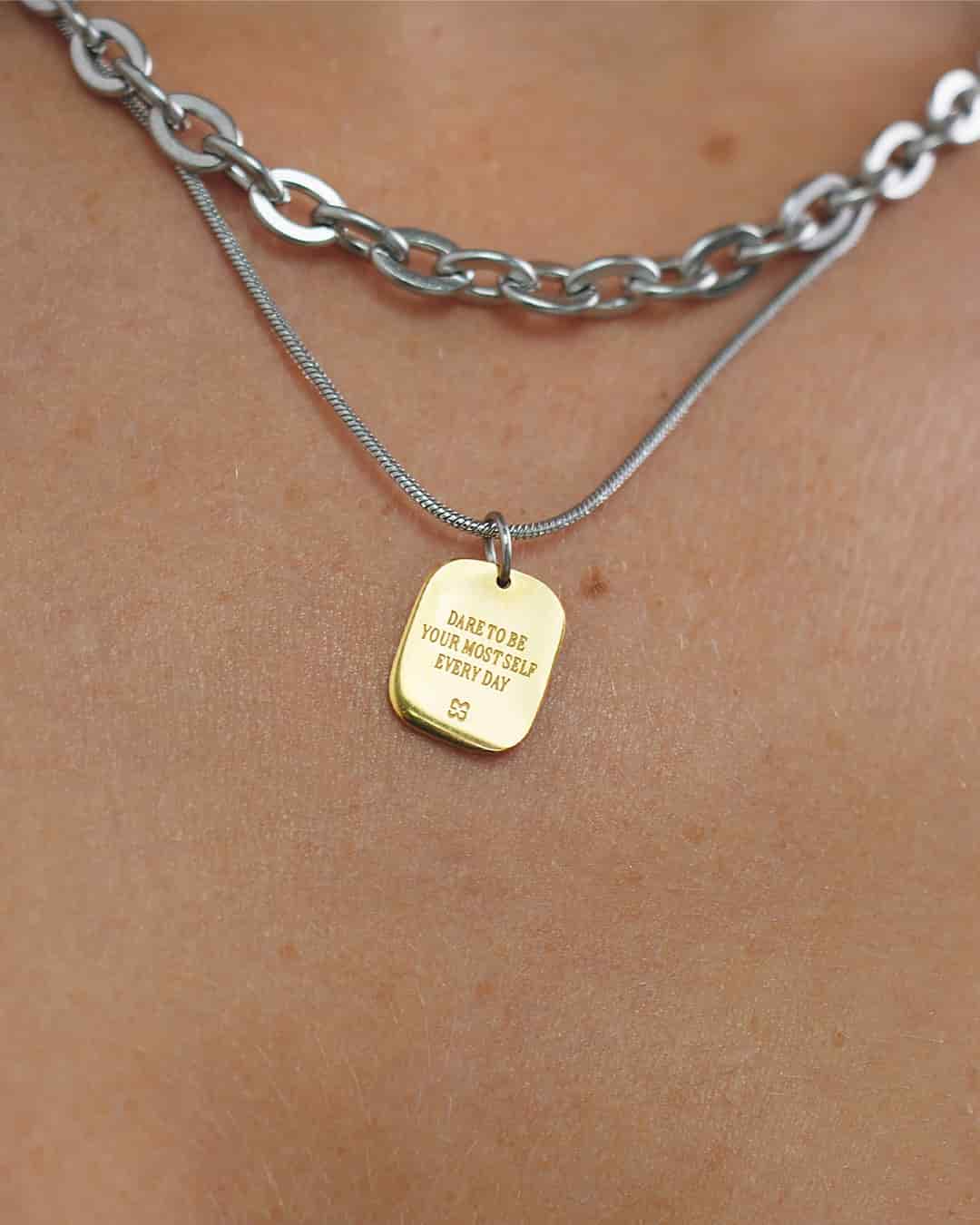 Collar Doble Dije Oro - Acero Inoxidable - miniatura 8