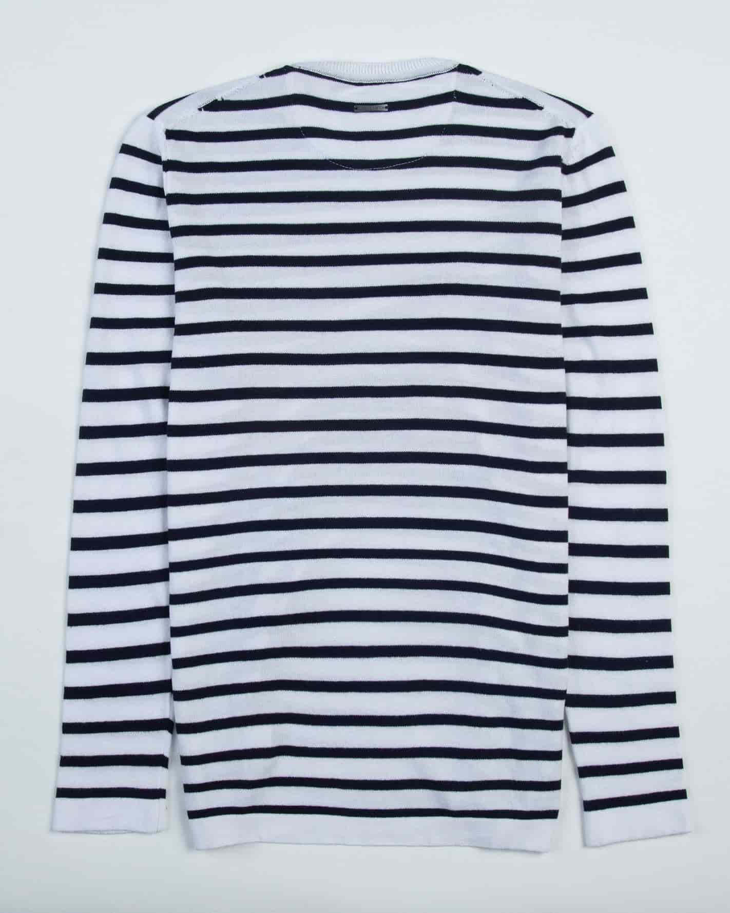 Saco Cuello Redondo Algodón Raya Azul Oscuro - miniatura 4
