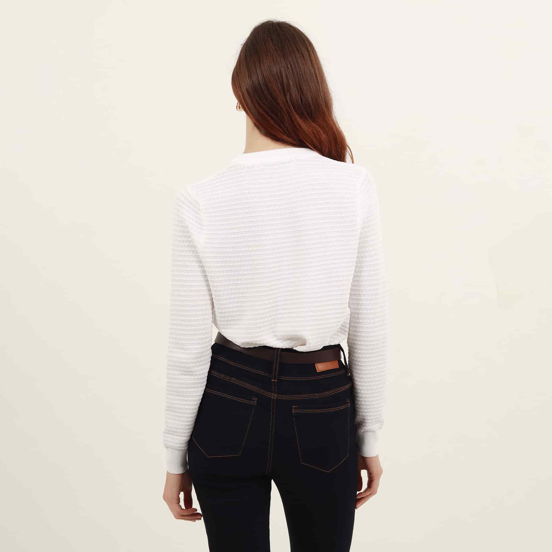 Sweater tejido texturizado cuello redondo manga larga - miniatura 13