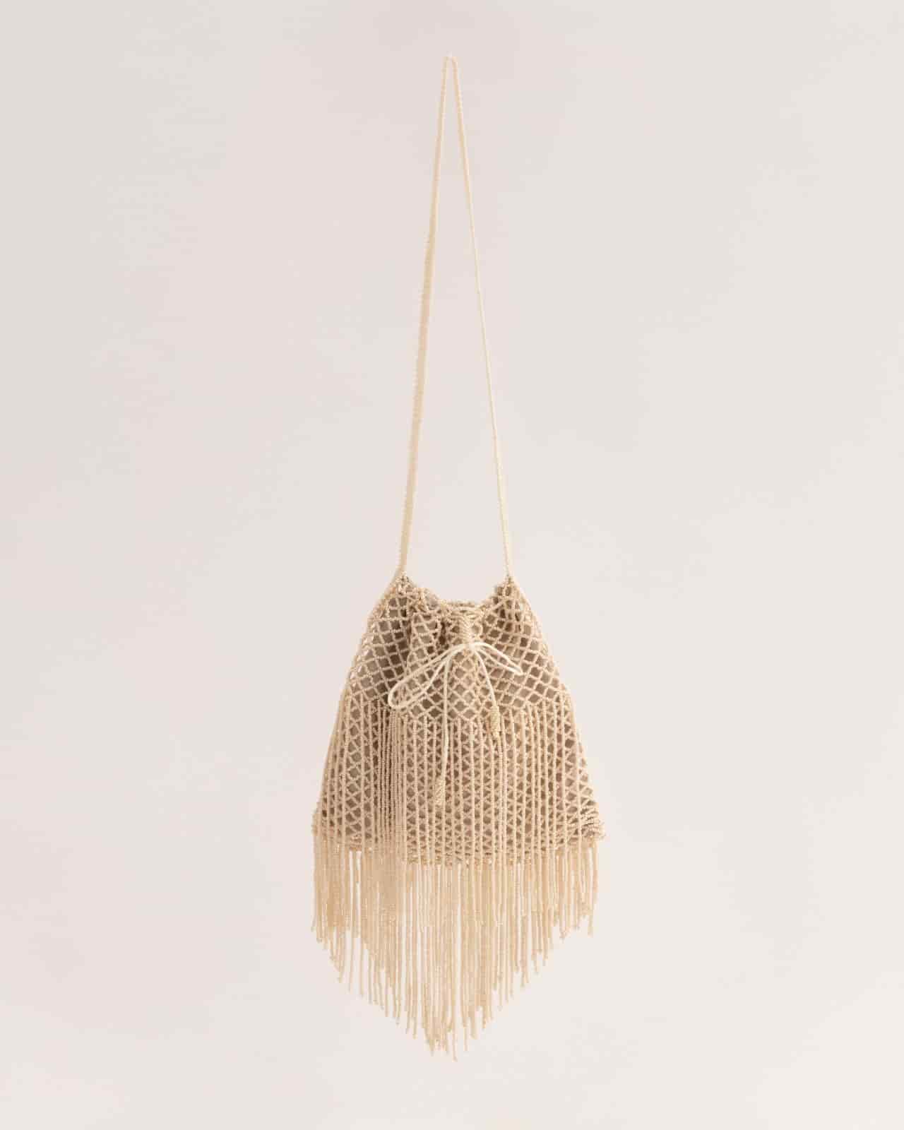 The fringe Bag (M) Ivory - miniatura 1