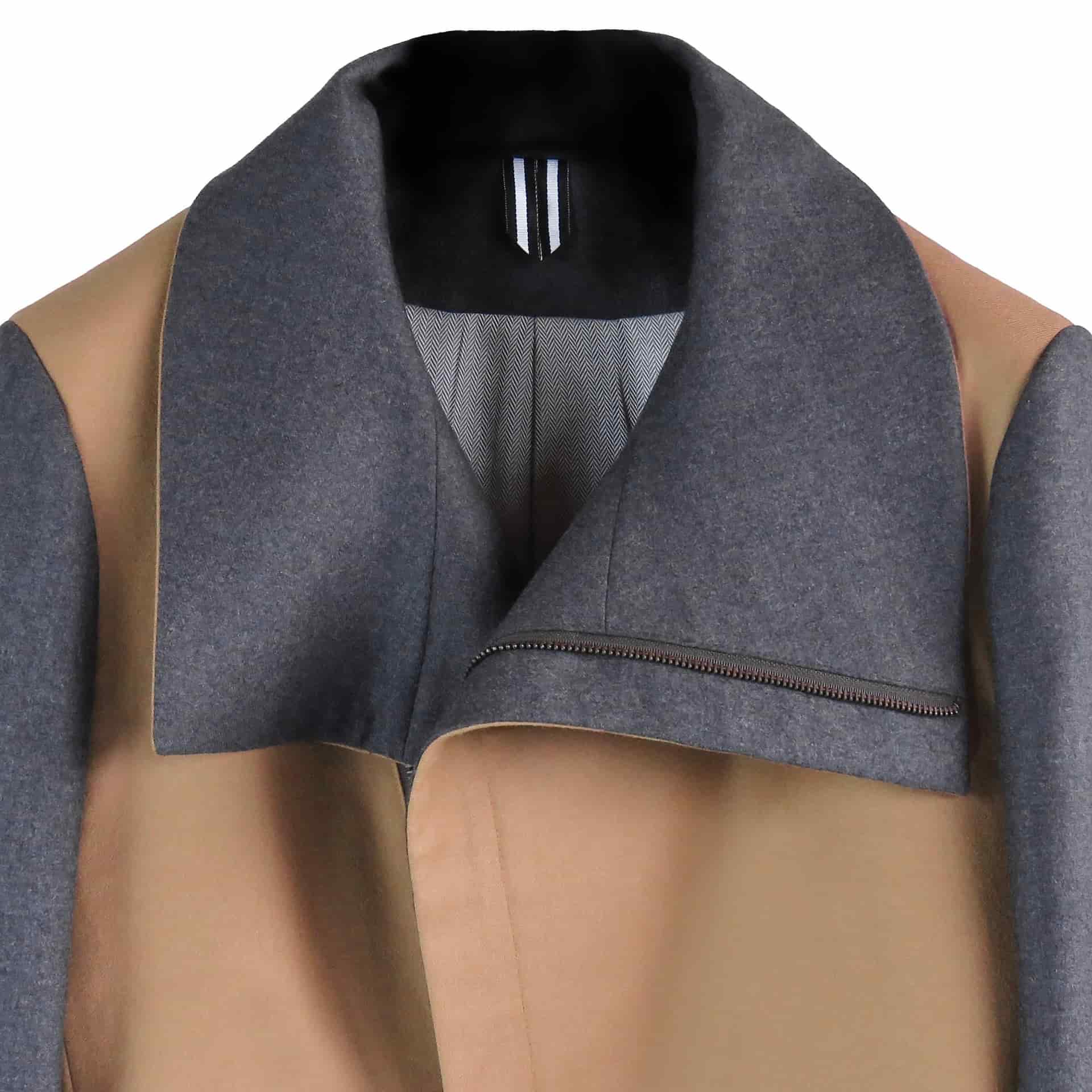 Chaqueta Larga Camel con Solapa Asimétrica - miniatura 7