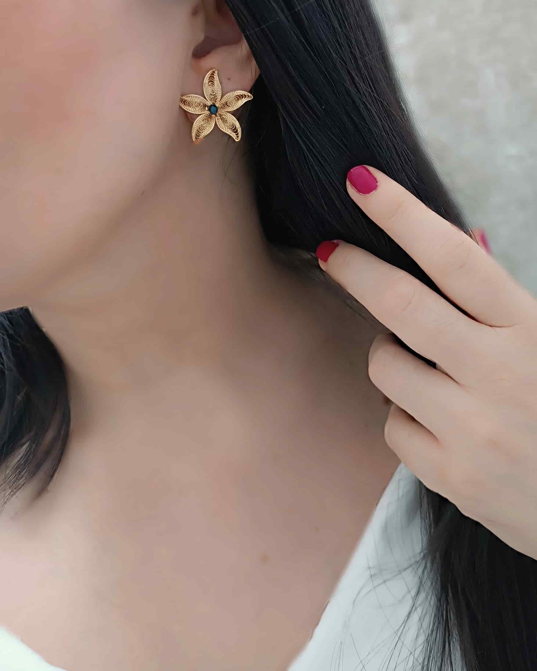 Aretes filigrana y cristal azul, Estrella de mar - miniatura 5