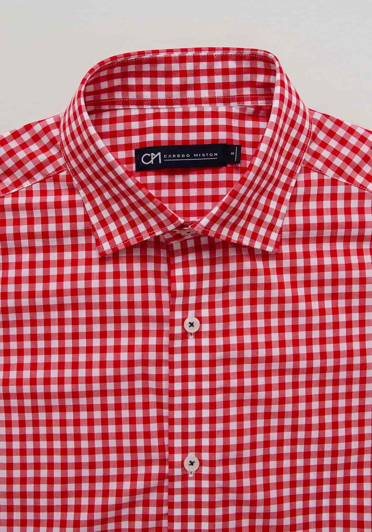 Camisa Popelín Cuadro Vichy Algodón Rojo - miniatura 2