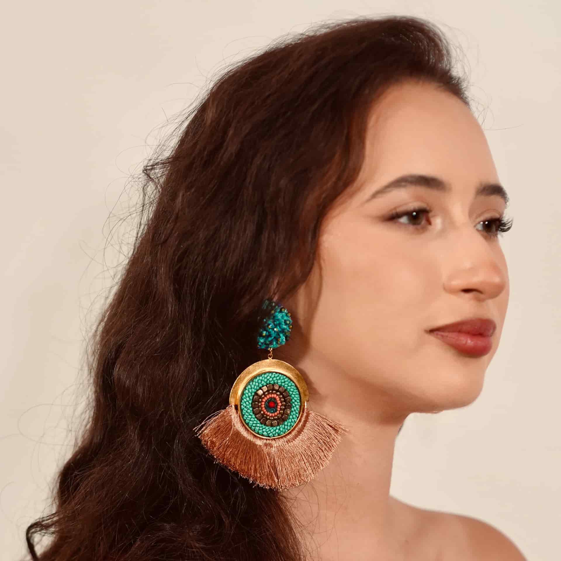 Turquoise Half Moon Earrings - miniatura 2