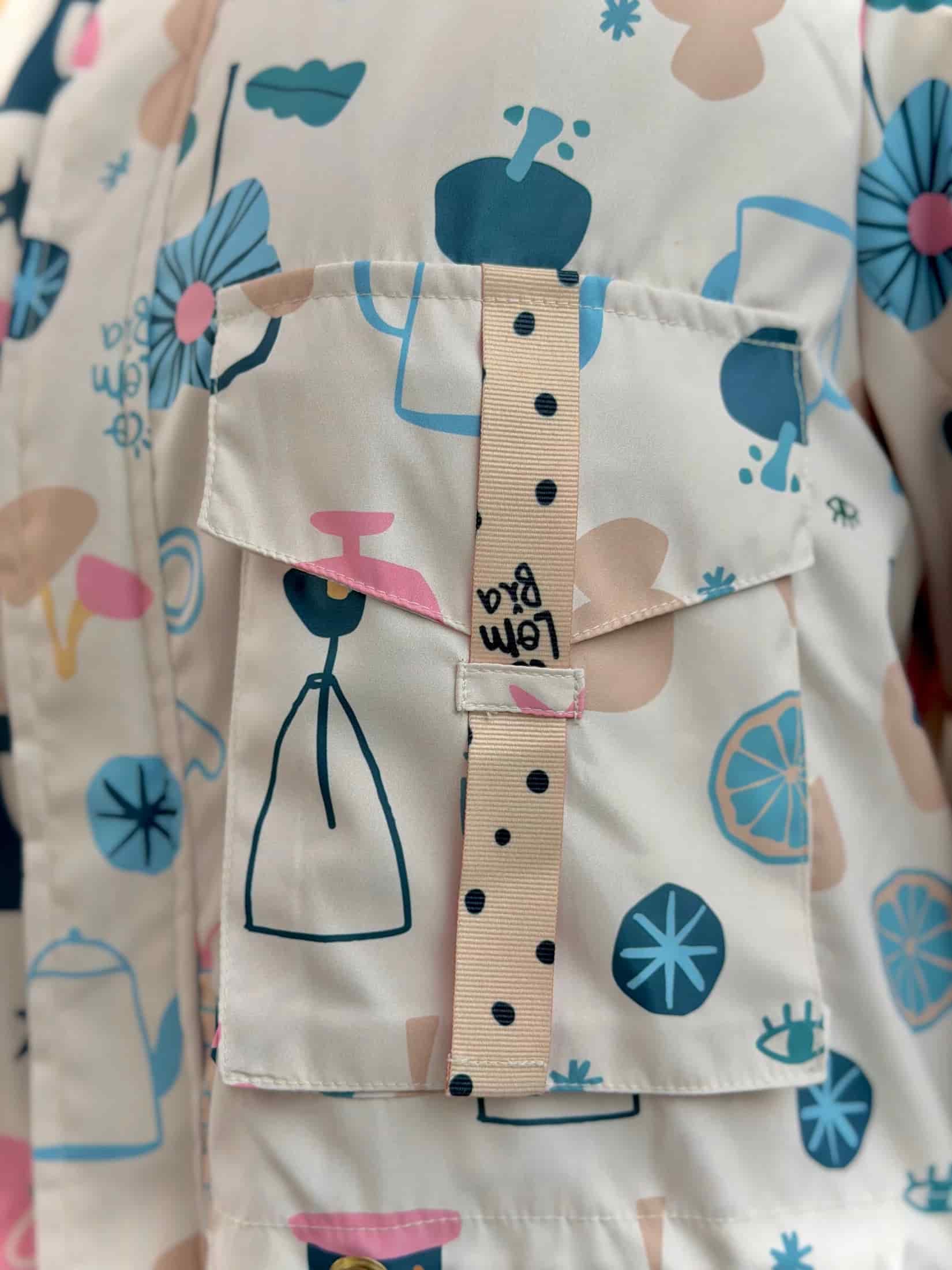 Chaqueta corta estampada crema - miniatura 9